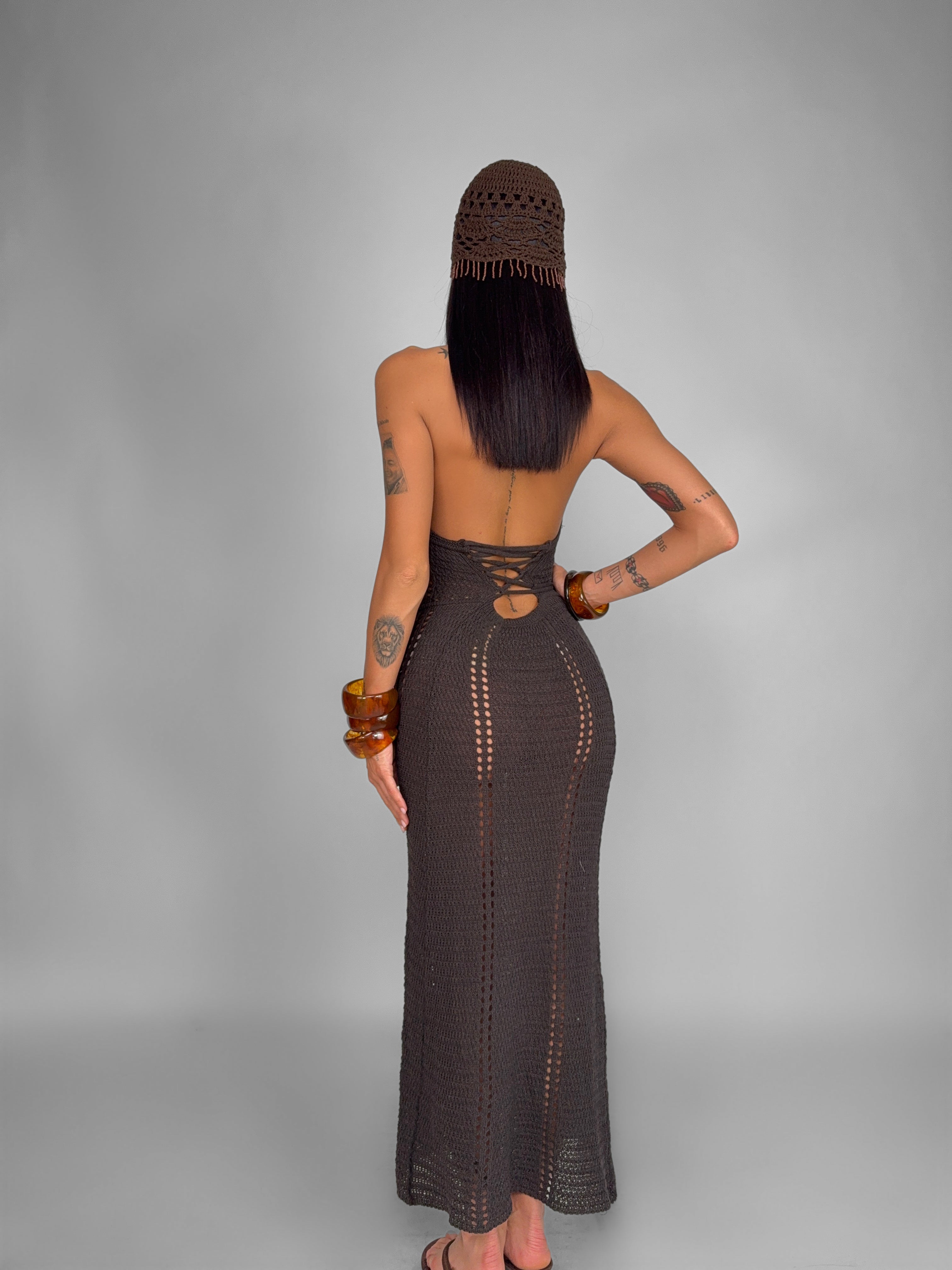 Abito Textured Long-Brown