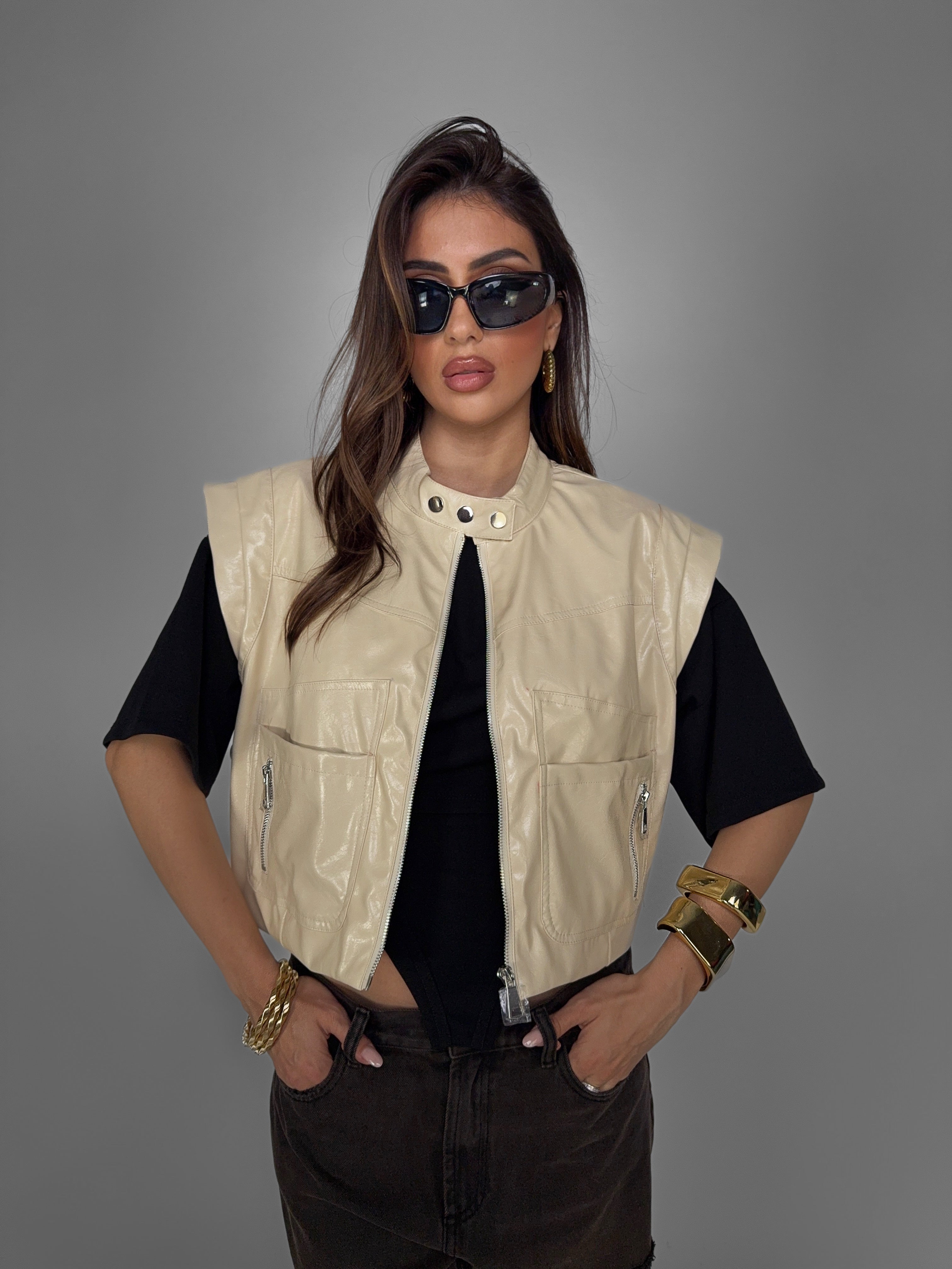 Gilet Shiny-Beige
