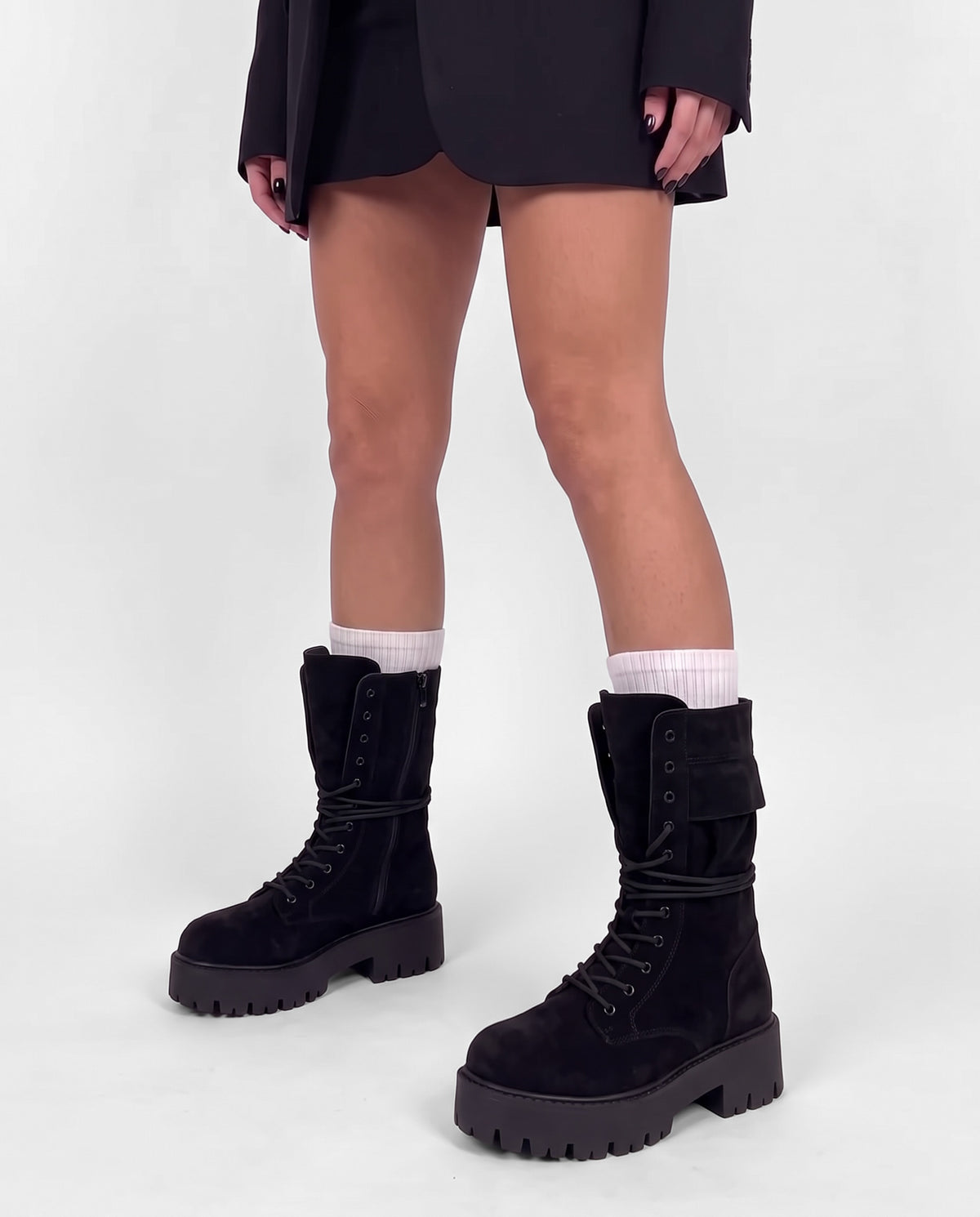 Botas militares Dusty Piel auténtica-Negro
