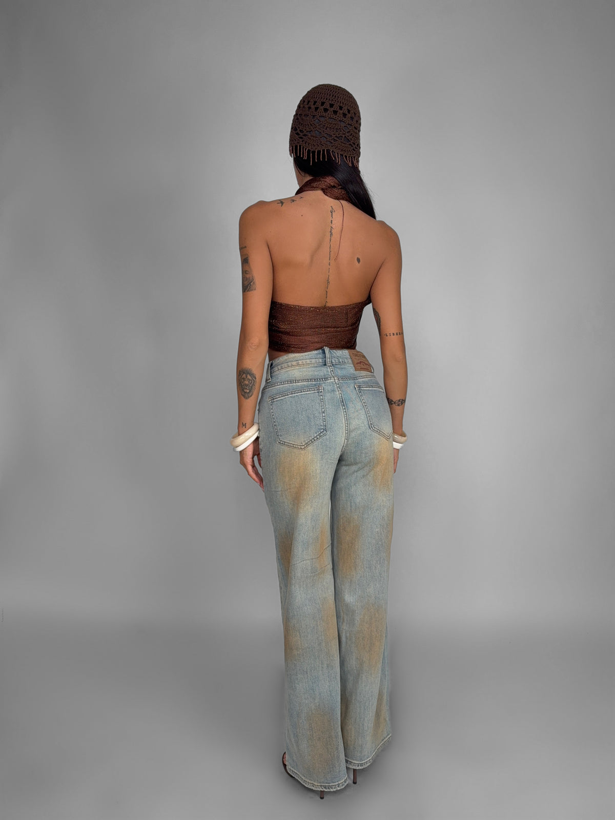 Top Foulard Shiny-Brown