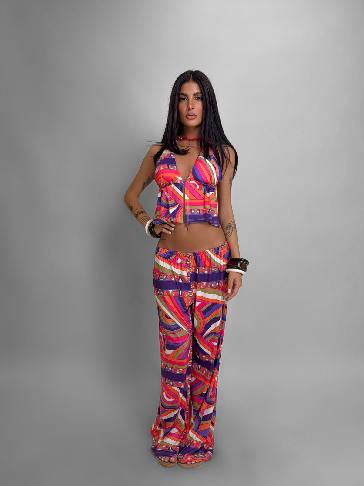 Co-ord Set Geo Icon-Orange