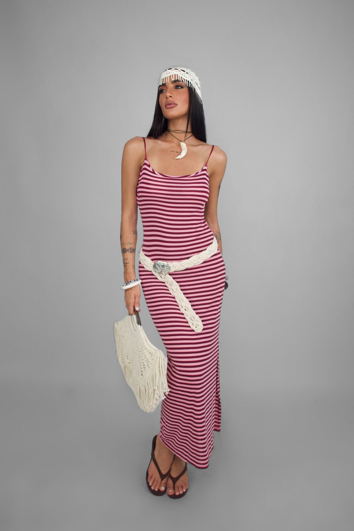 Abito Seaside Stripe-Pink