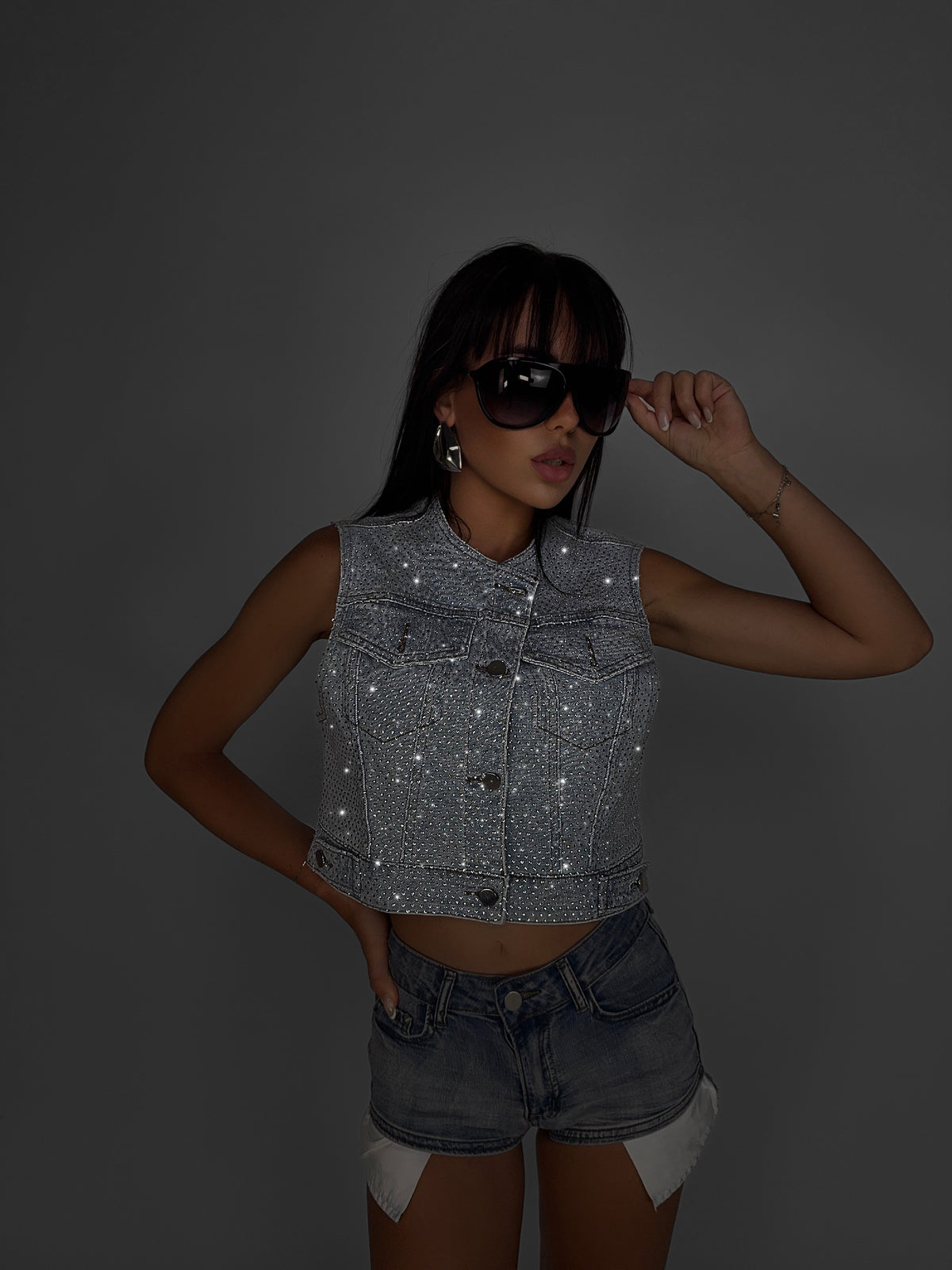 Gilet Cosmic Glow-Denim