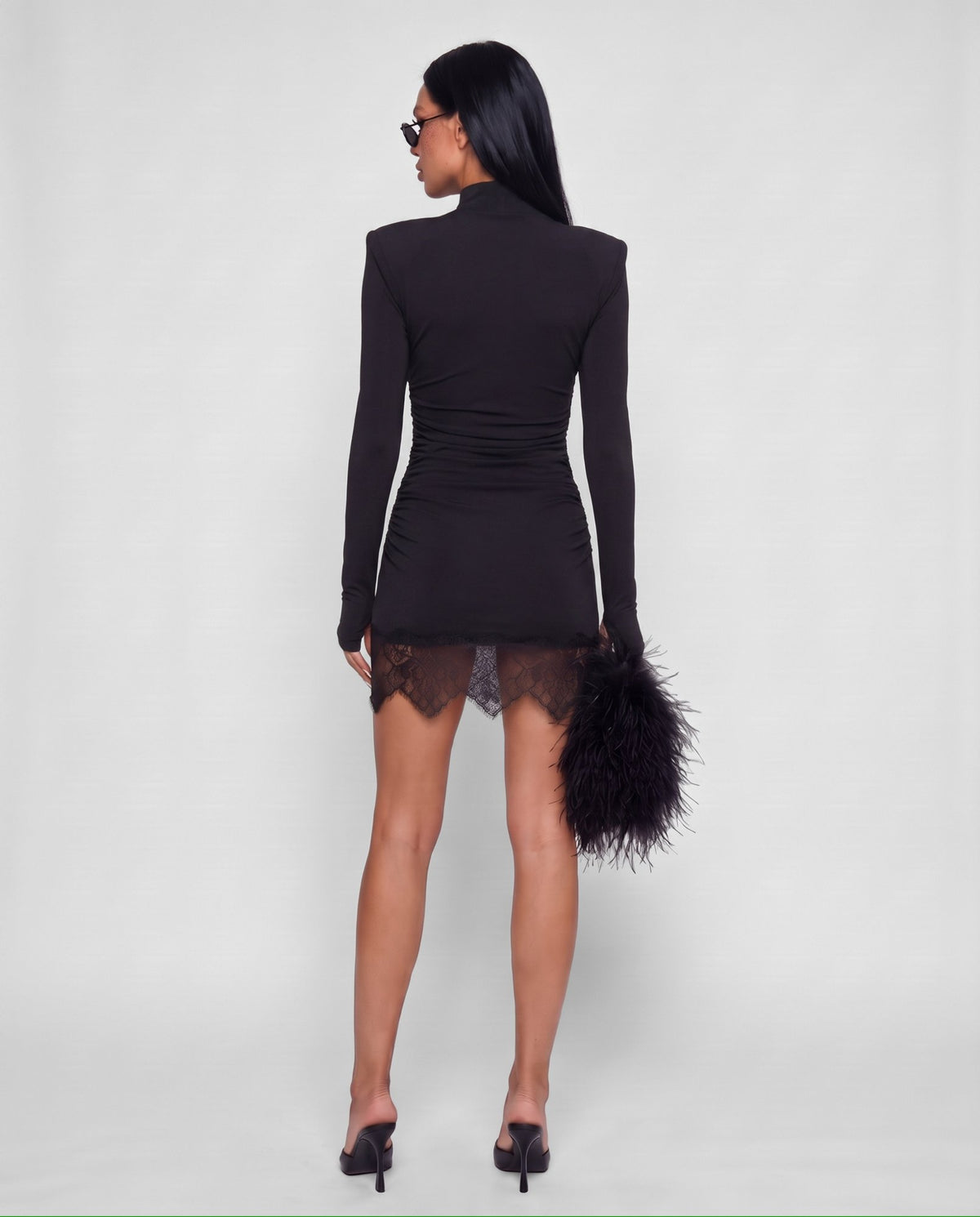 Abito Lace Hem-Black