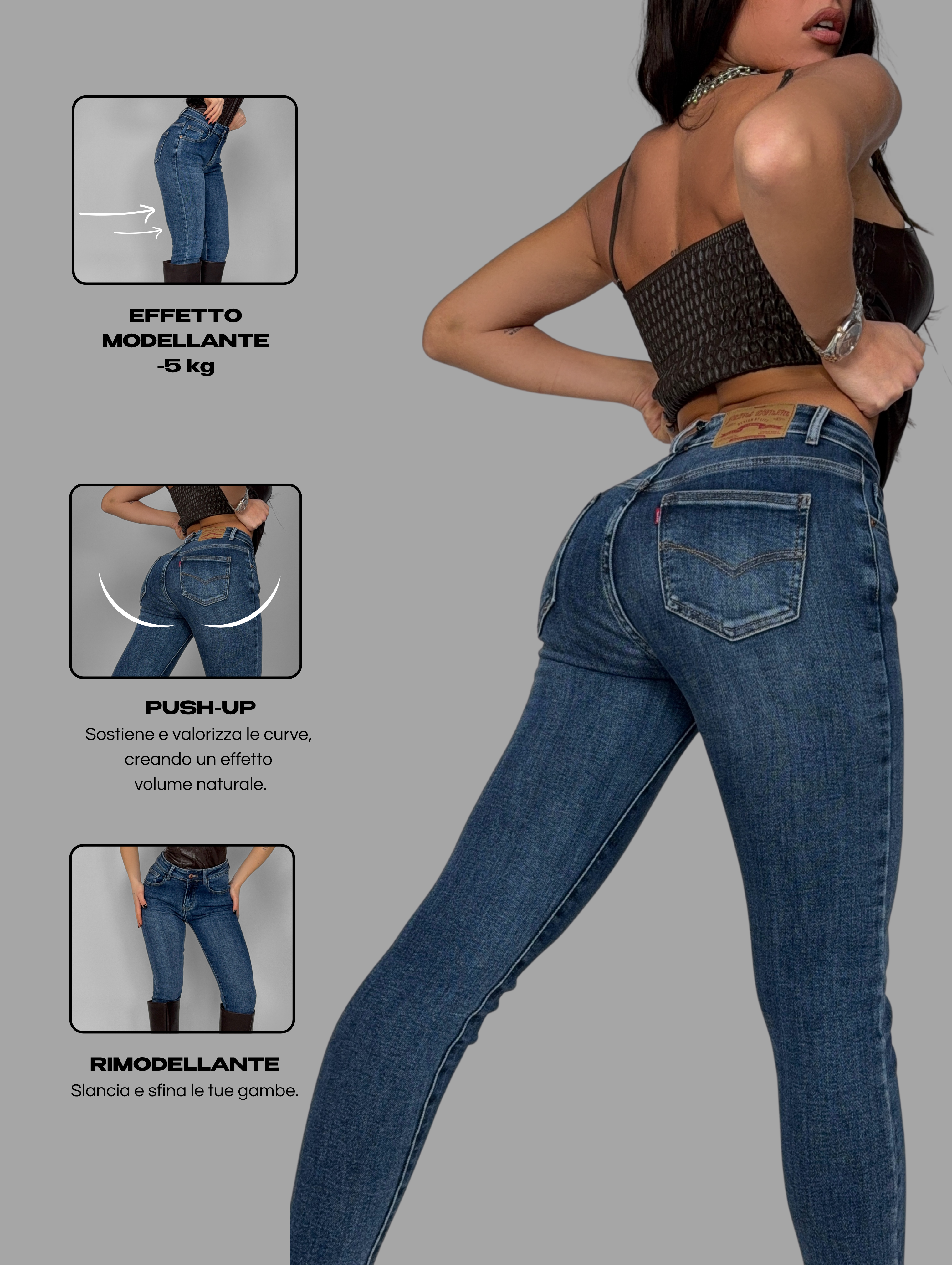 Miracle Push Up Jeans -5KG - Denim
