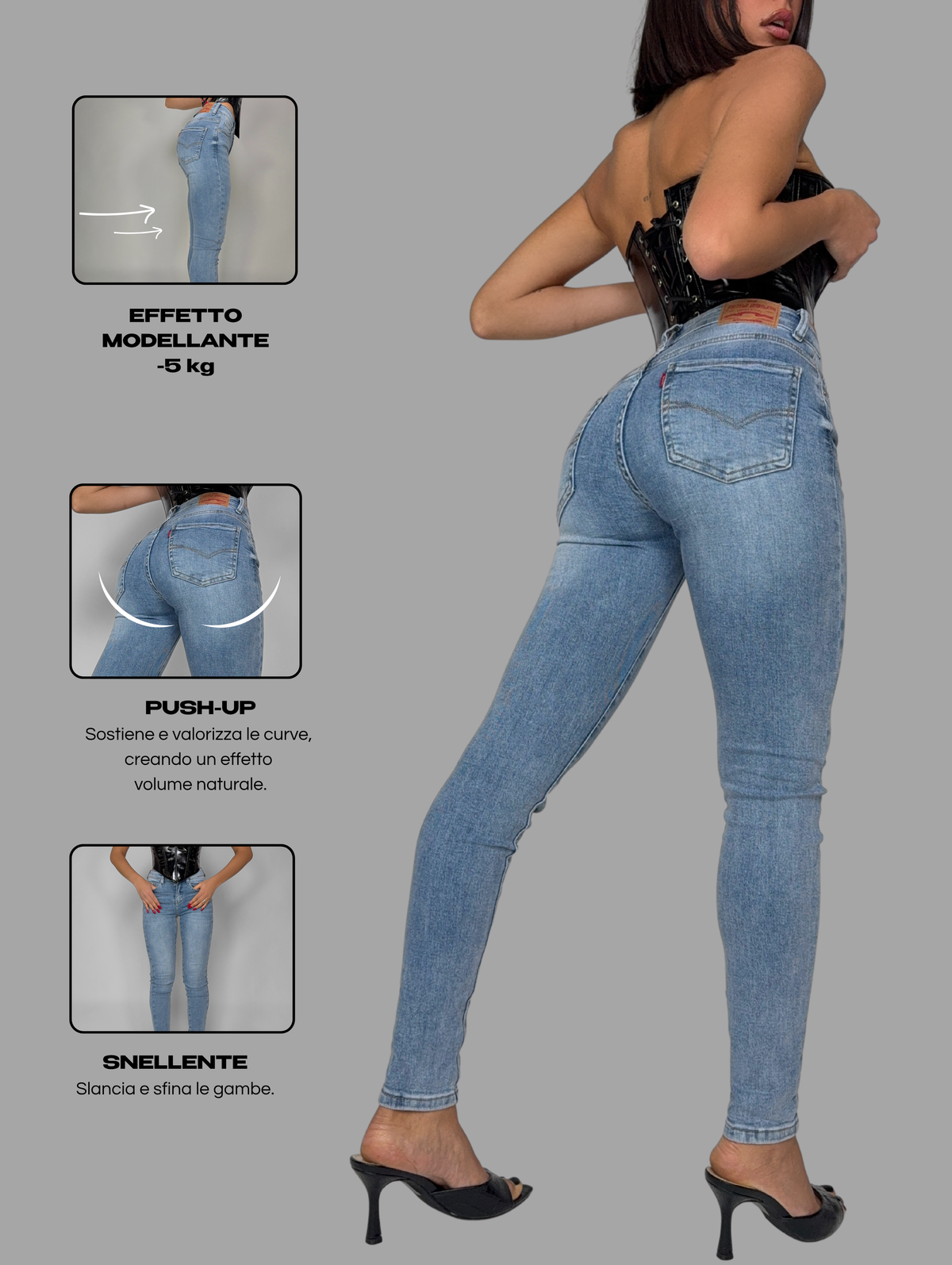 Miracle Push Up Jeans -5KG - Light Denim