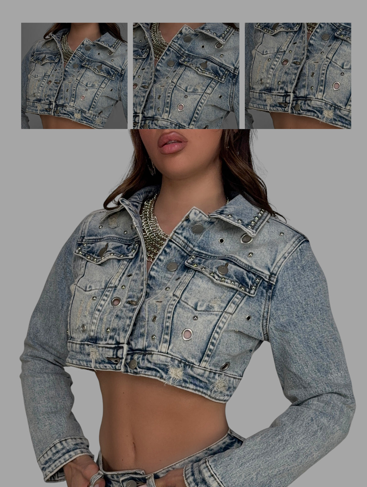 Giacca Stud Line-Denim