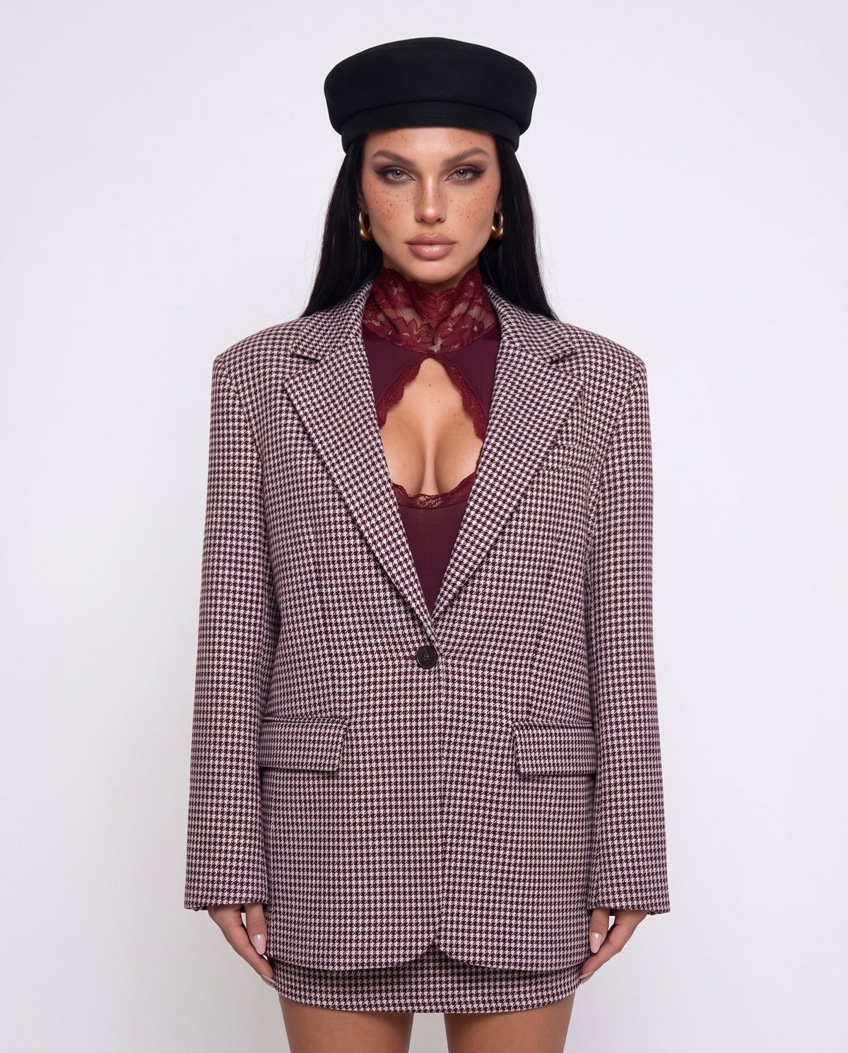 Giacca Mini Check-Cherry Red