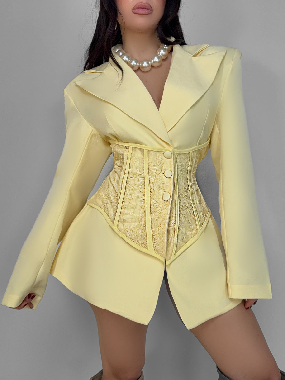 Blazer Lace Silhouette-Yellow