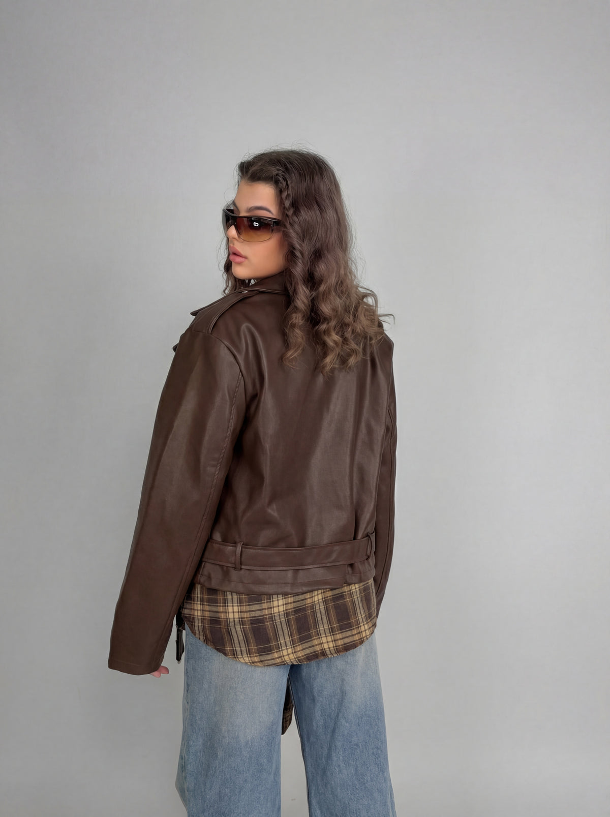CURVY FIT - Chiodo Over Leather-Brown