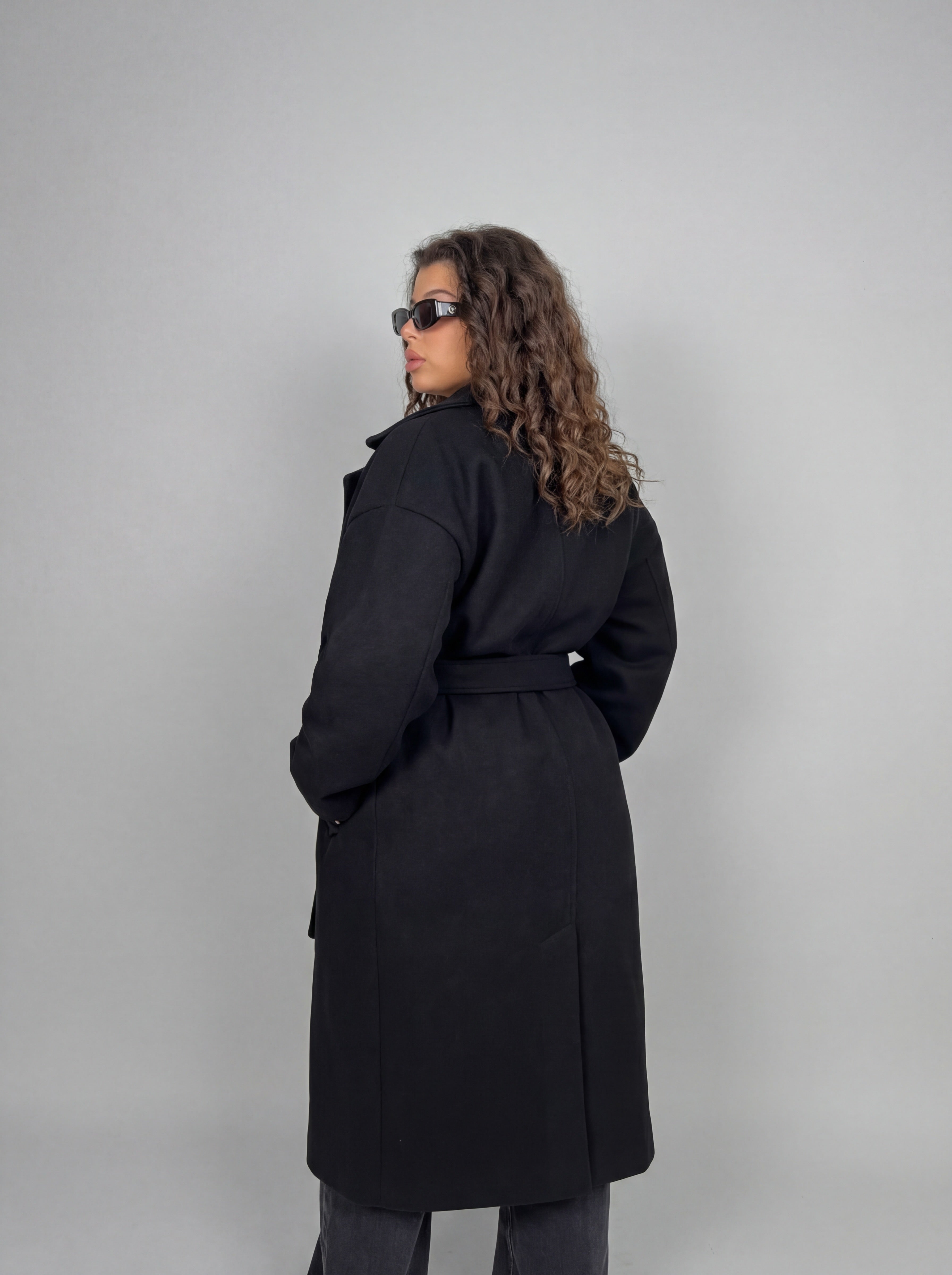 CURVY FIT - Cappotto Wrap - Black