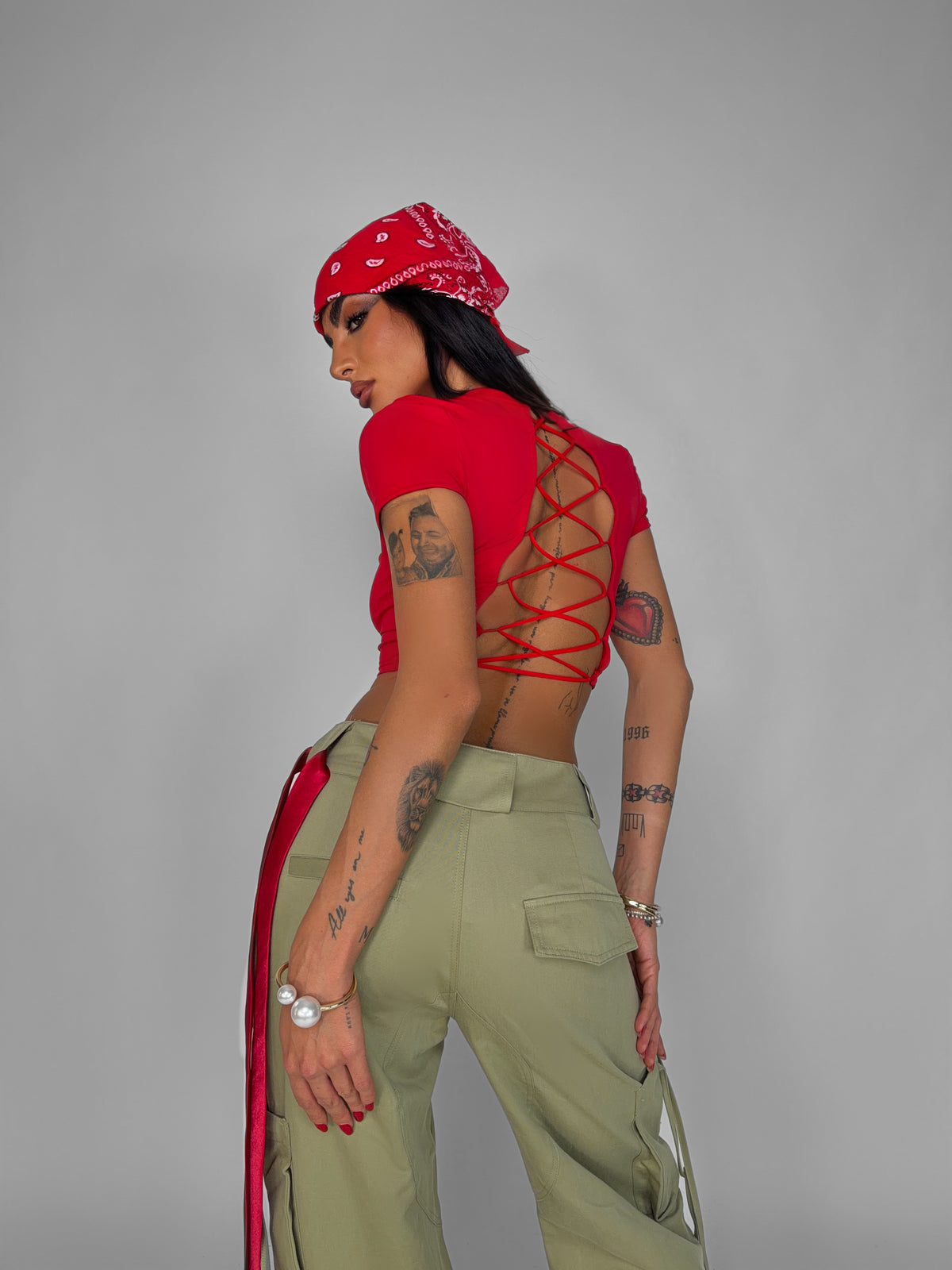 Top Back Tie-Red