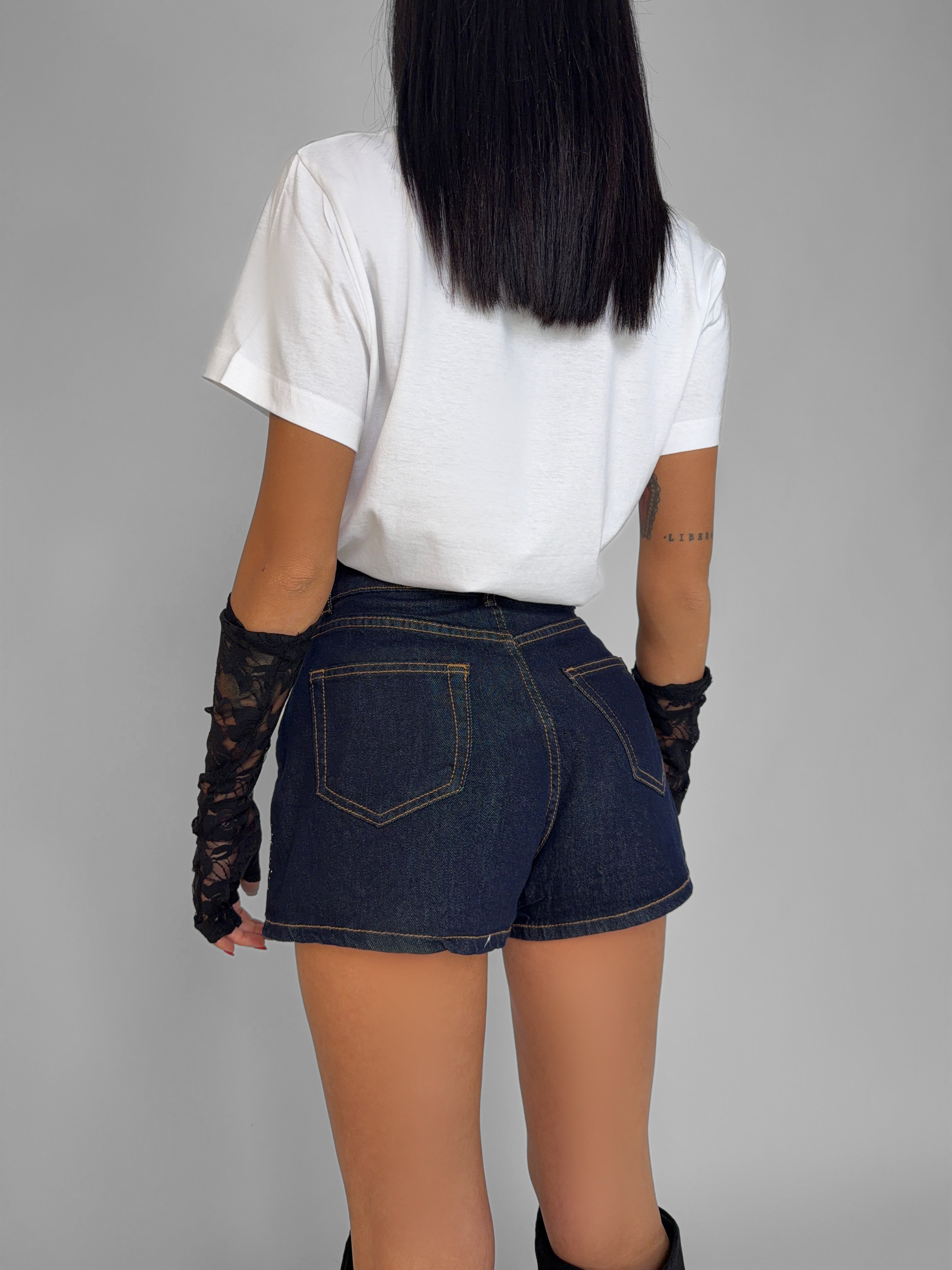 Shiny Blue Denim Skirt-Pants