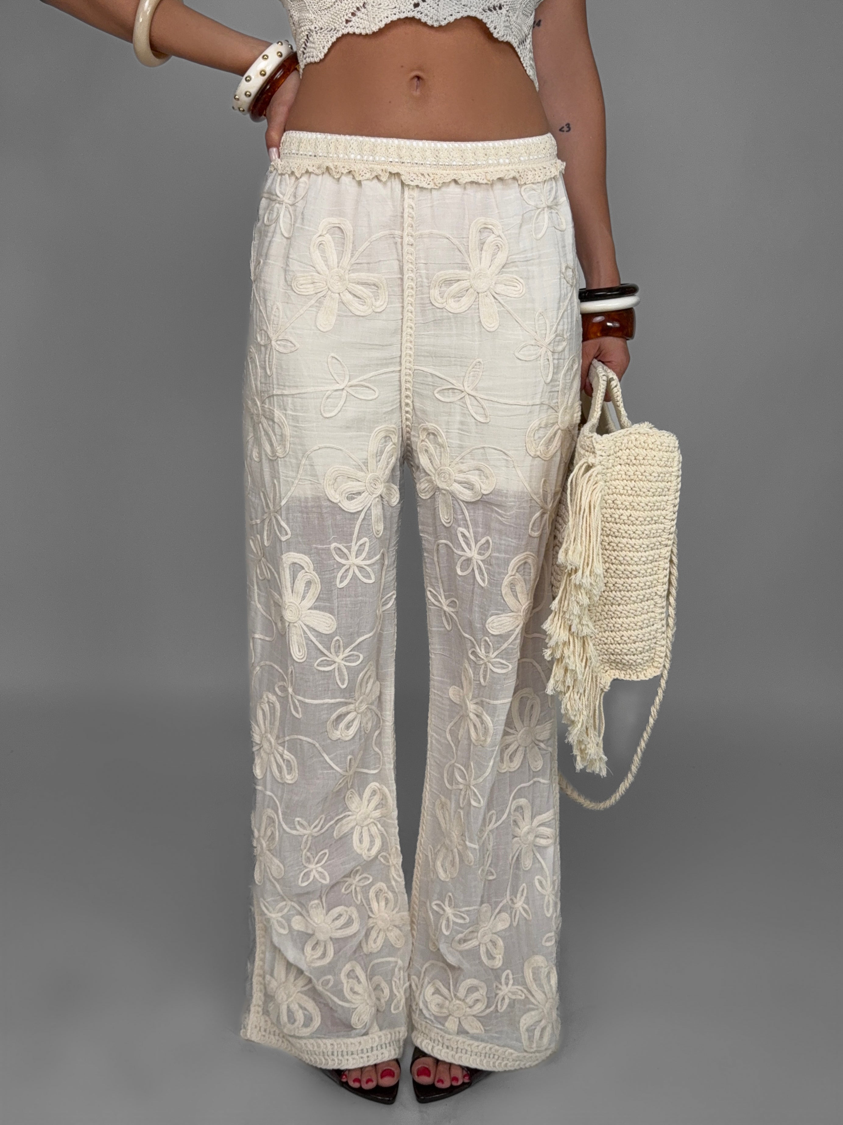 Pantalone Ivory Floral