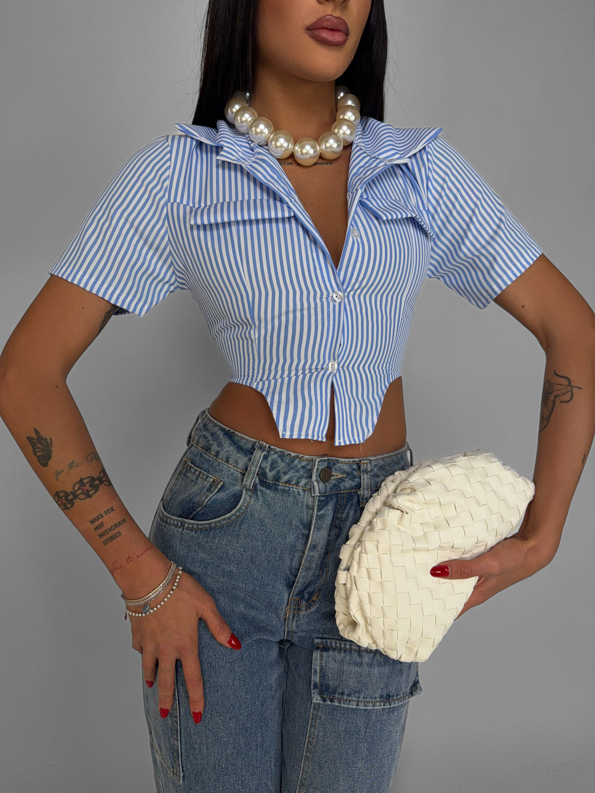 Camicia Cropped Blue