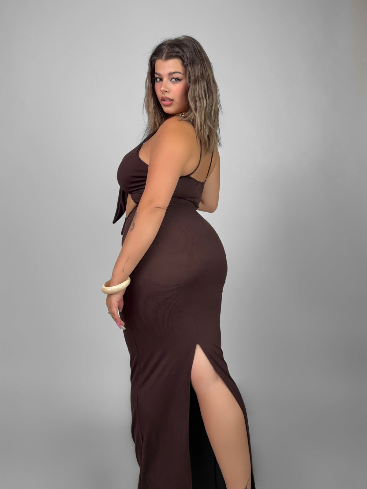 CURVY FIT - Abito Explosion - Brown