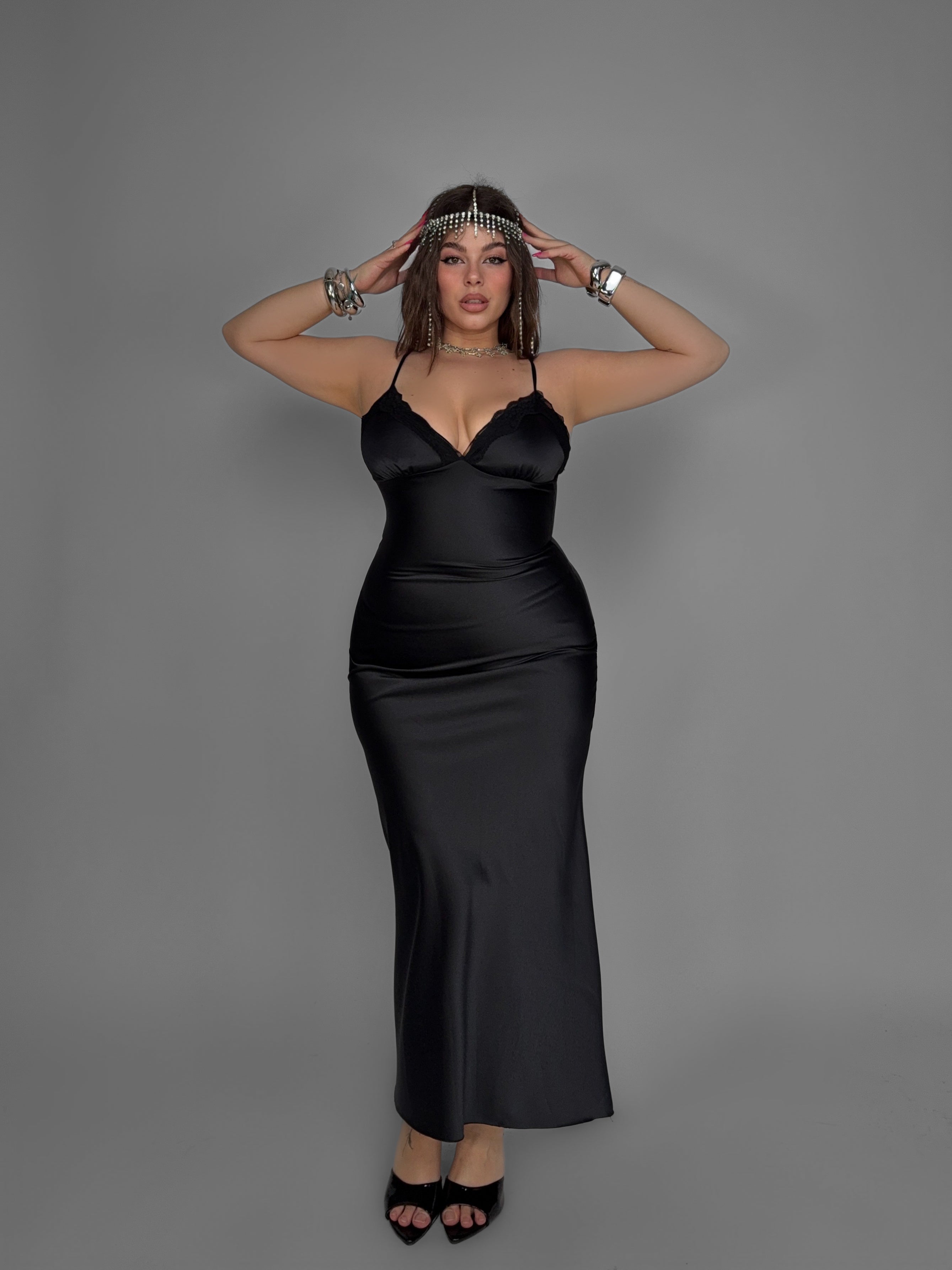 CURVY FIT - Abito Elegant Gloss-Black