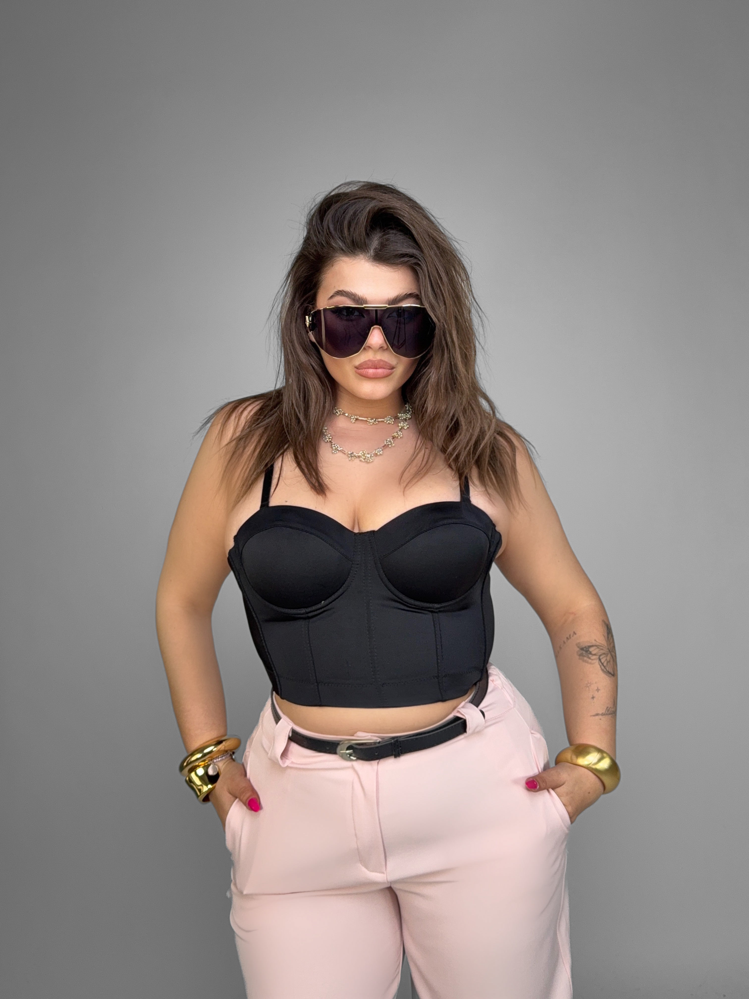 CURVY FIT - Top Bloom Cup-Black