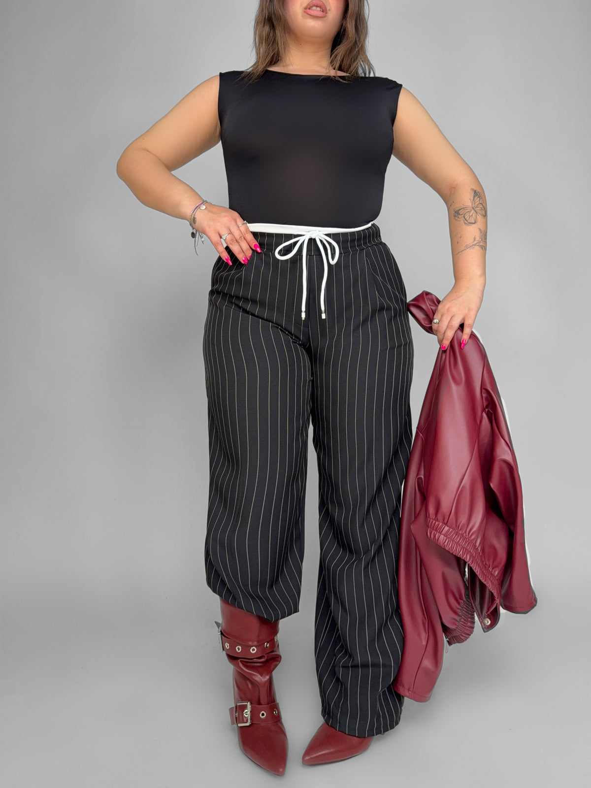 CURVY FIT - Pantalone Street Layer-Black