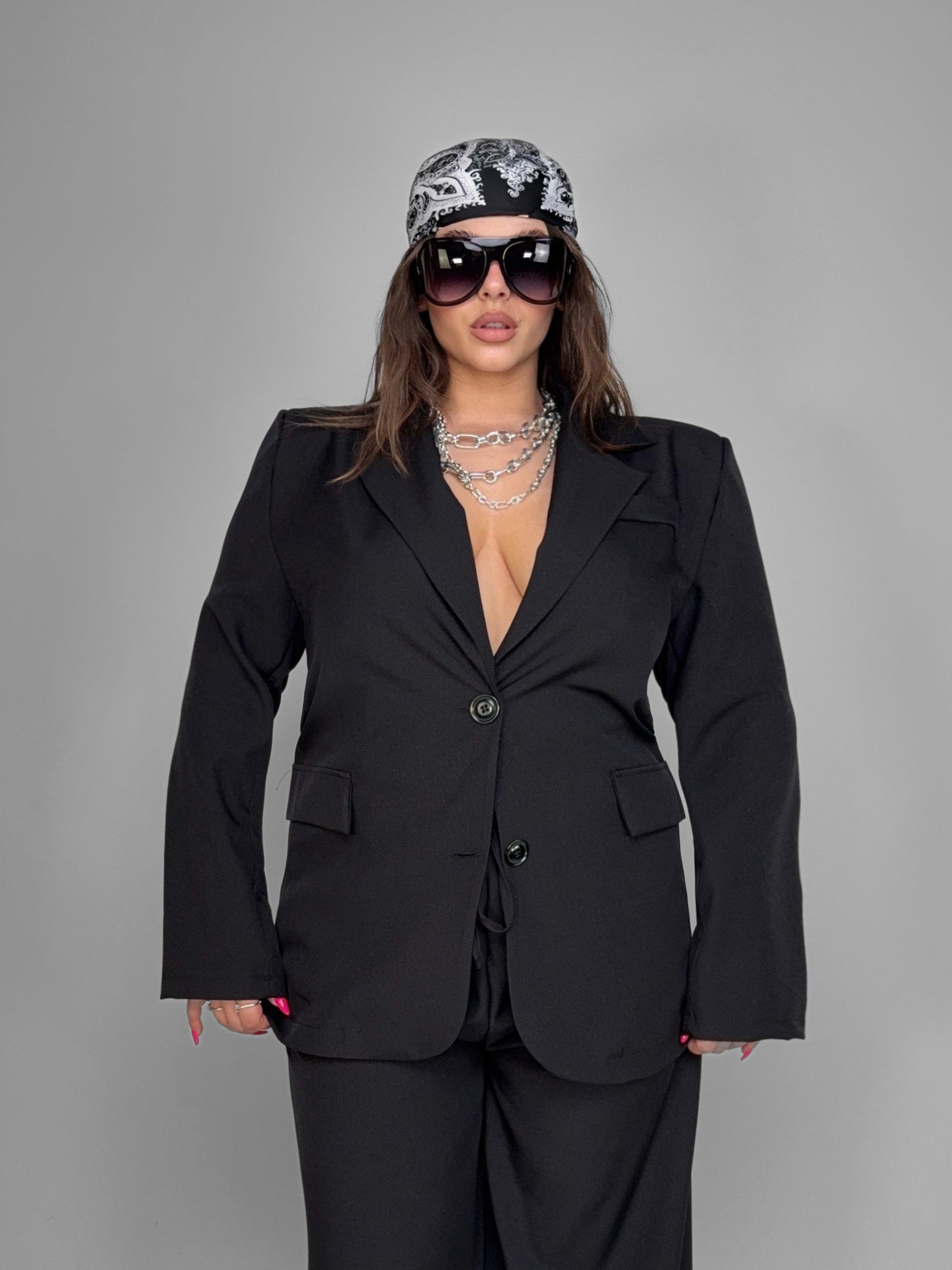 CURVY FIT - Blazer Longline-Black