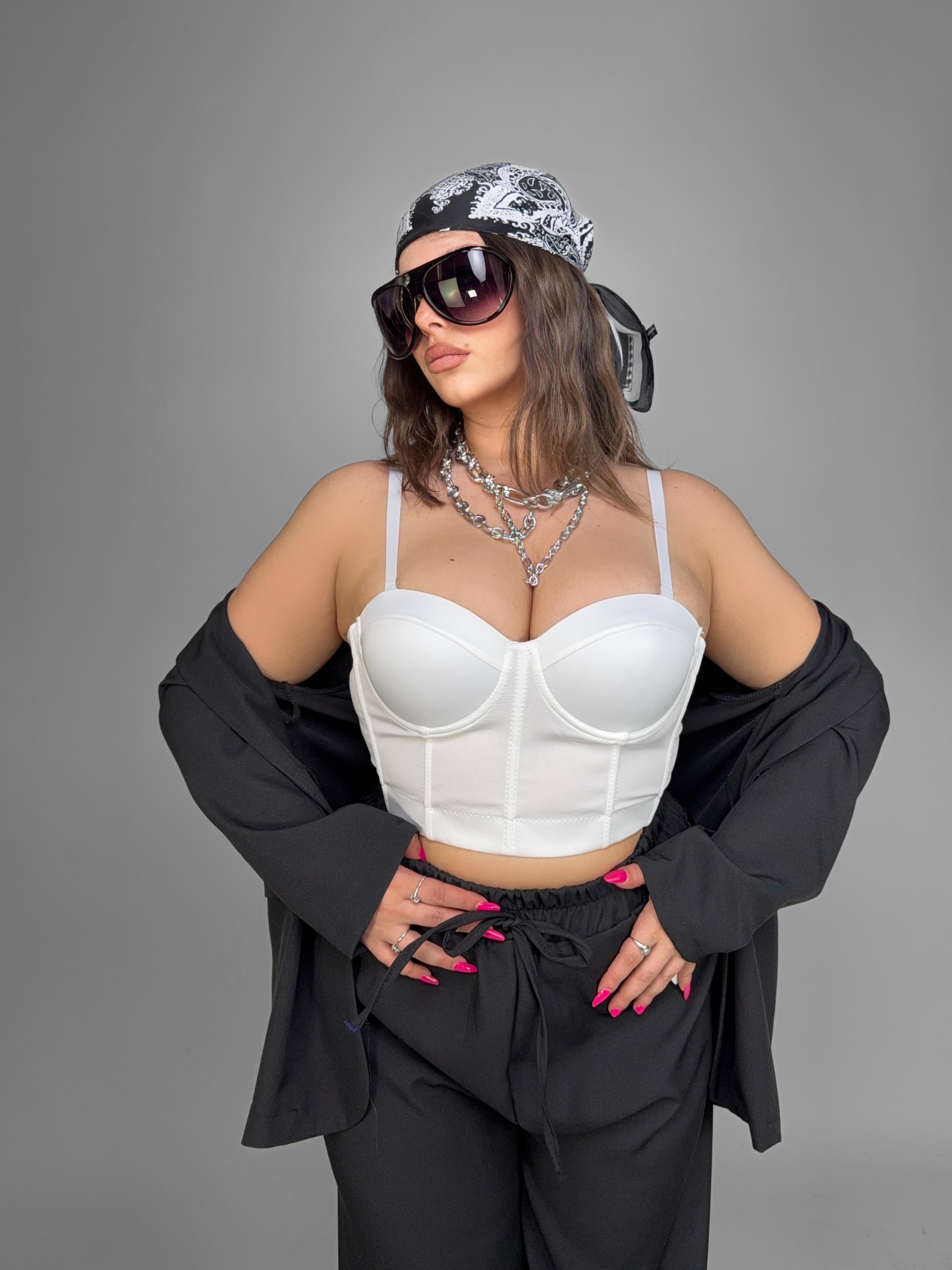 CURVY FIT - Top Bloom Cup-White