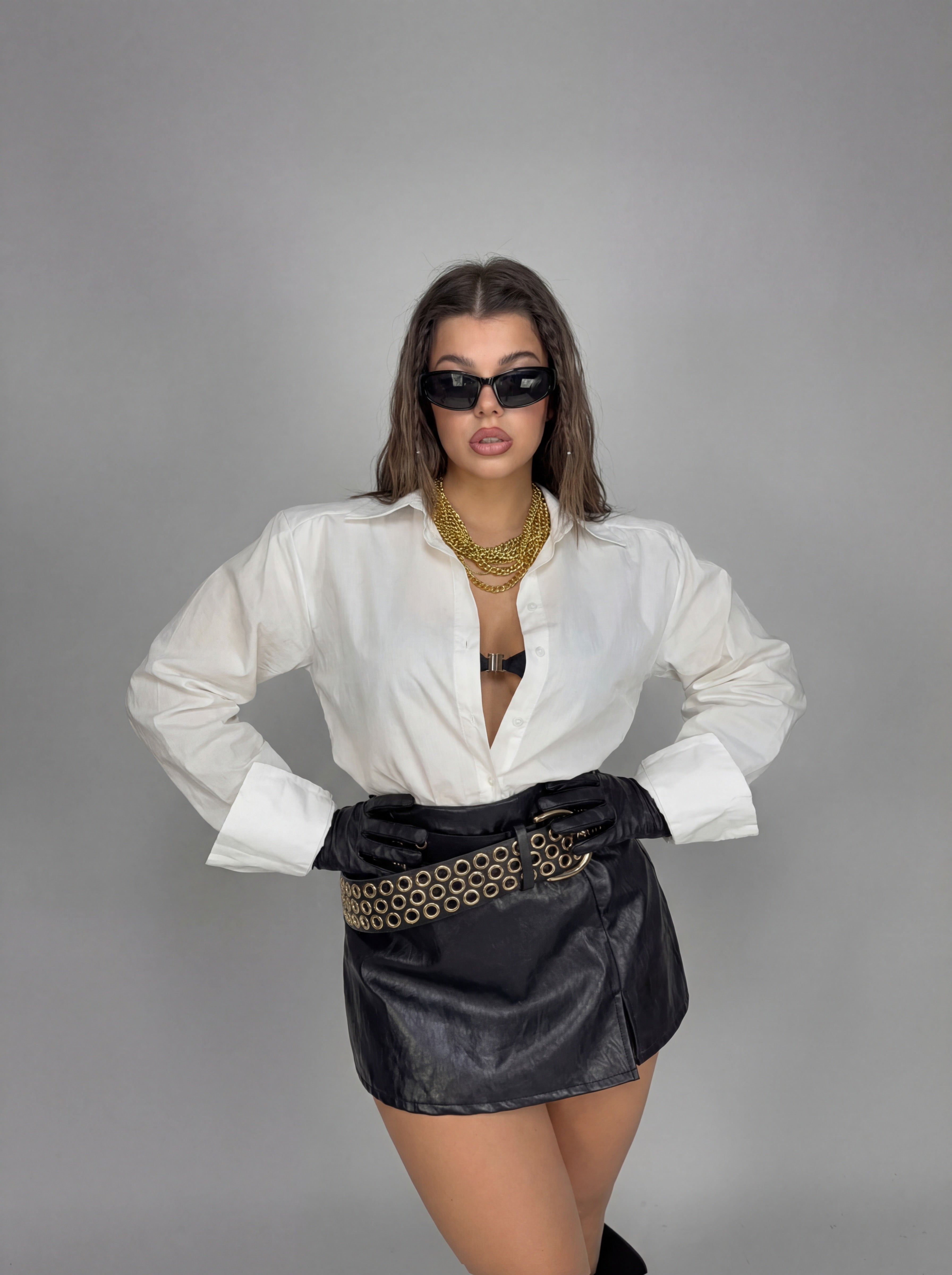 CURVY FIT - Camicia Mega Shoulder - White