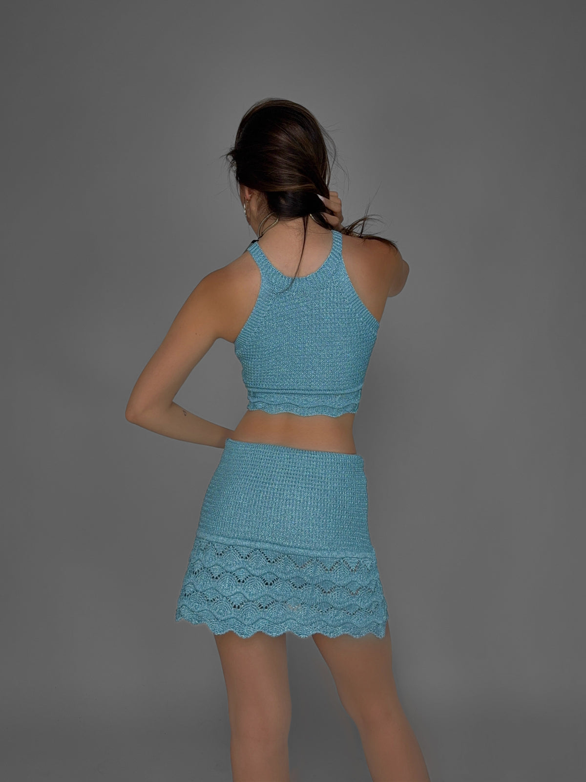 Full Shimmer Knit-Light Blue