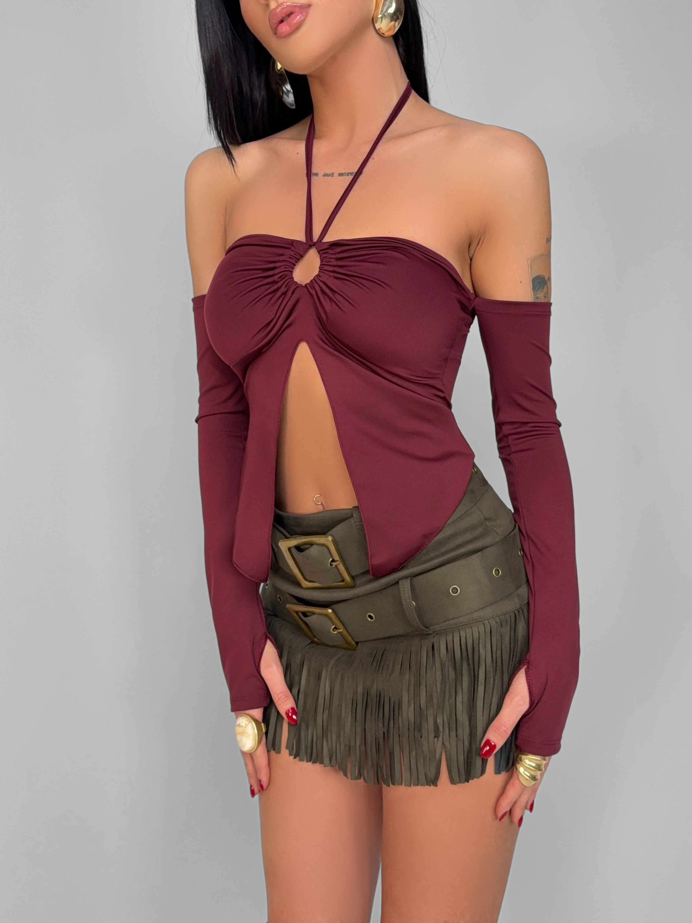 Top Iconic Hemline-Cherry Red