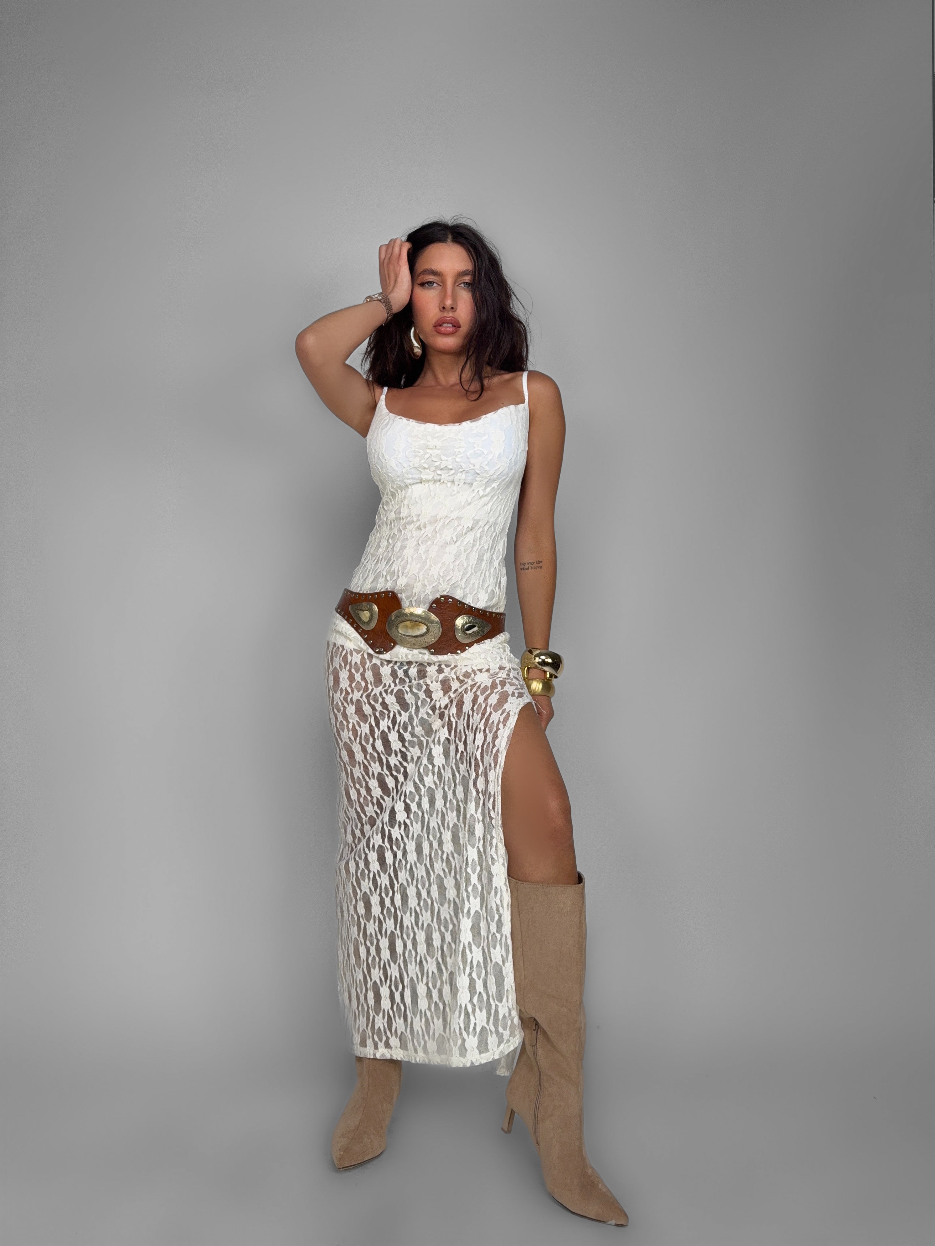 Abito Romantic Lace-White