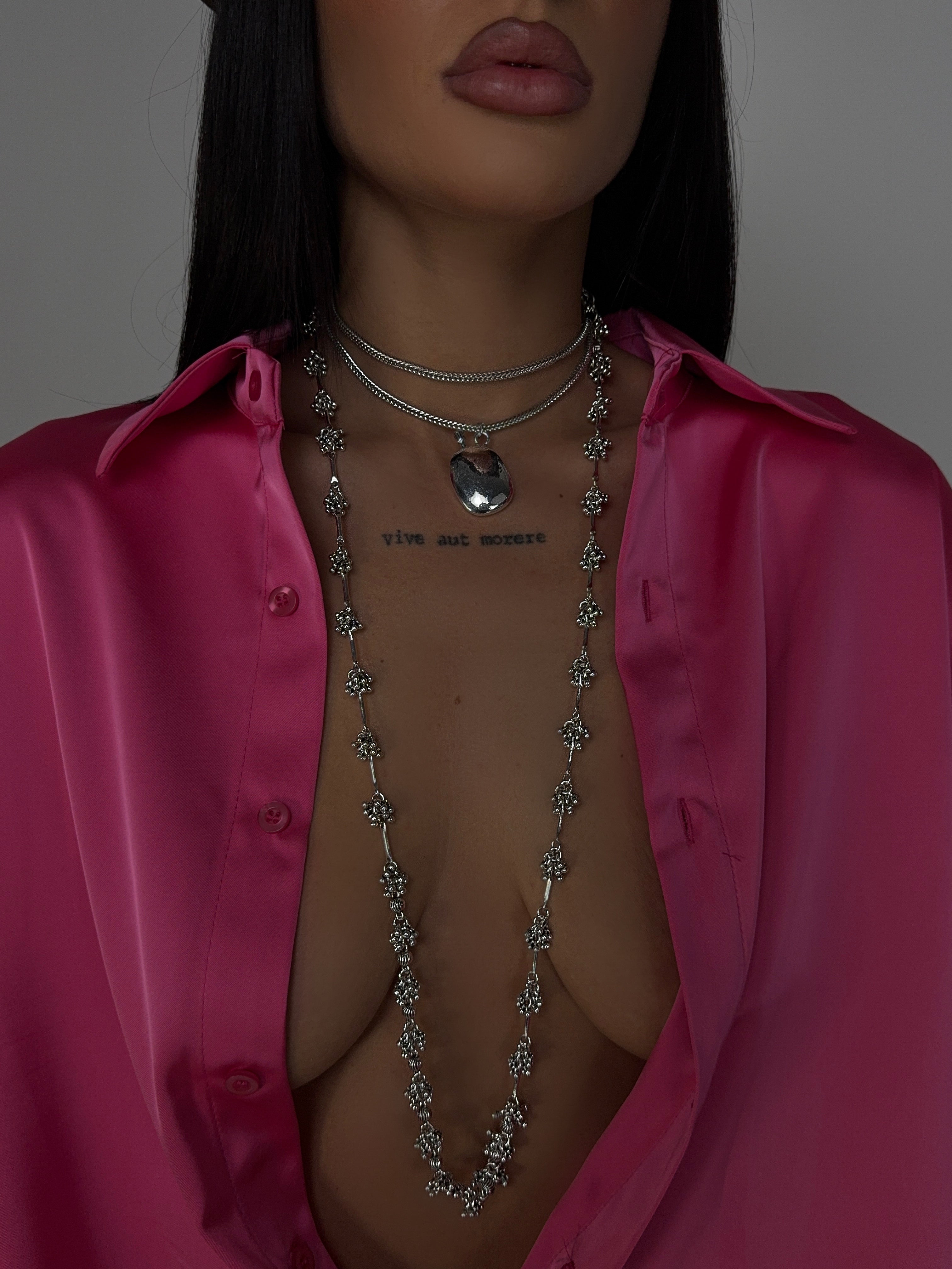 Floral Charm Necklace - Silver