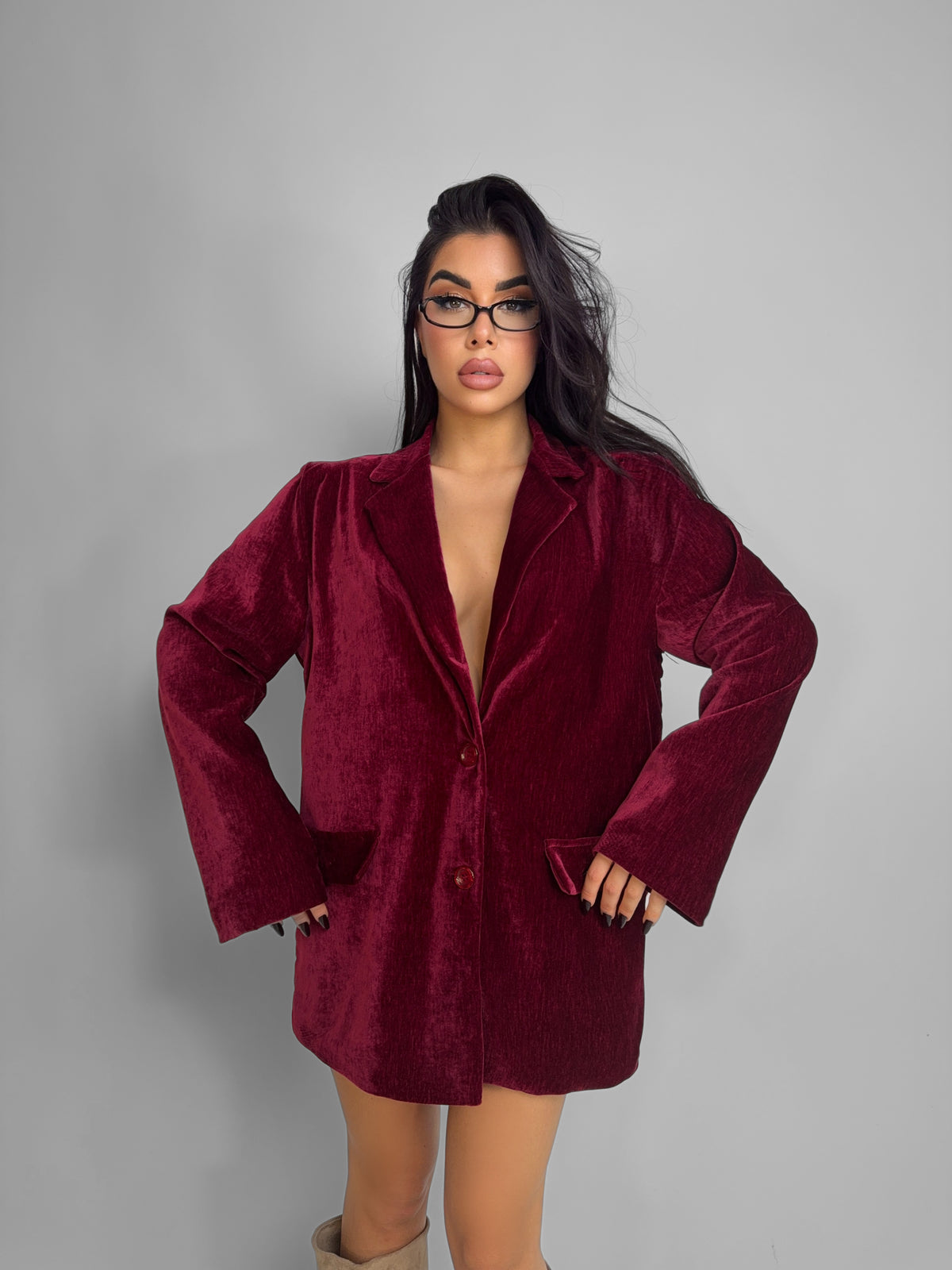 Giacca Texture-Cherry red