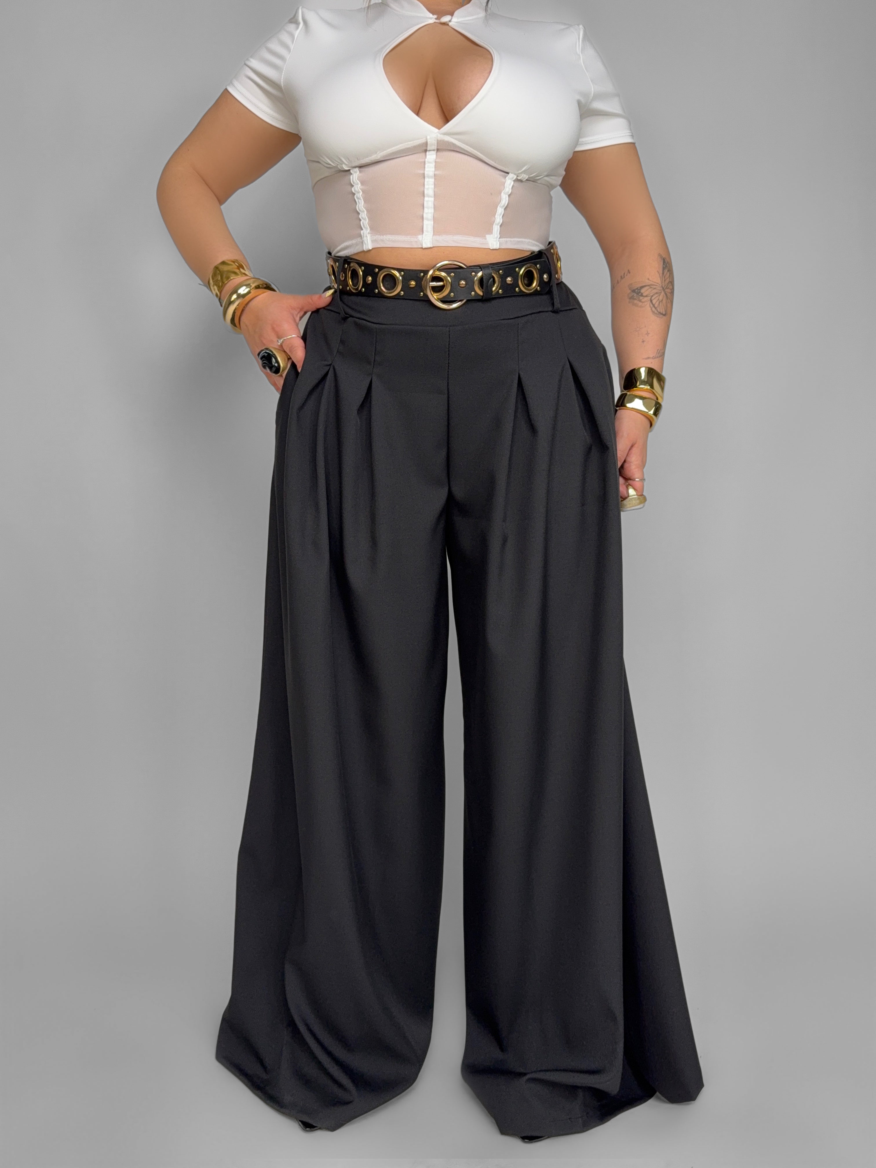 CURVY FIT - Draped Elegance Trousers
