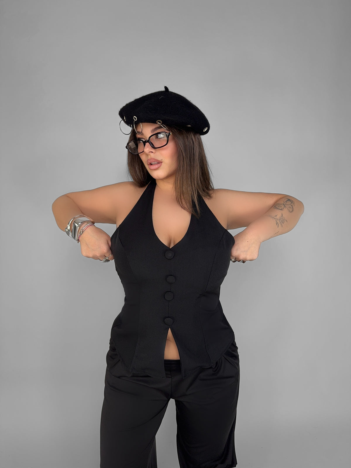 CURVY FIT - Top Timeless-Black