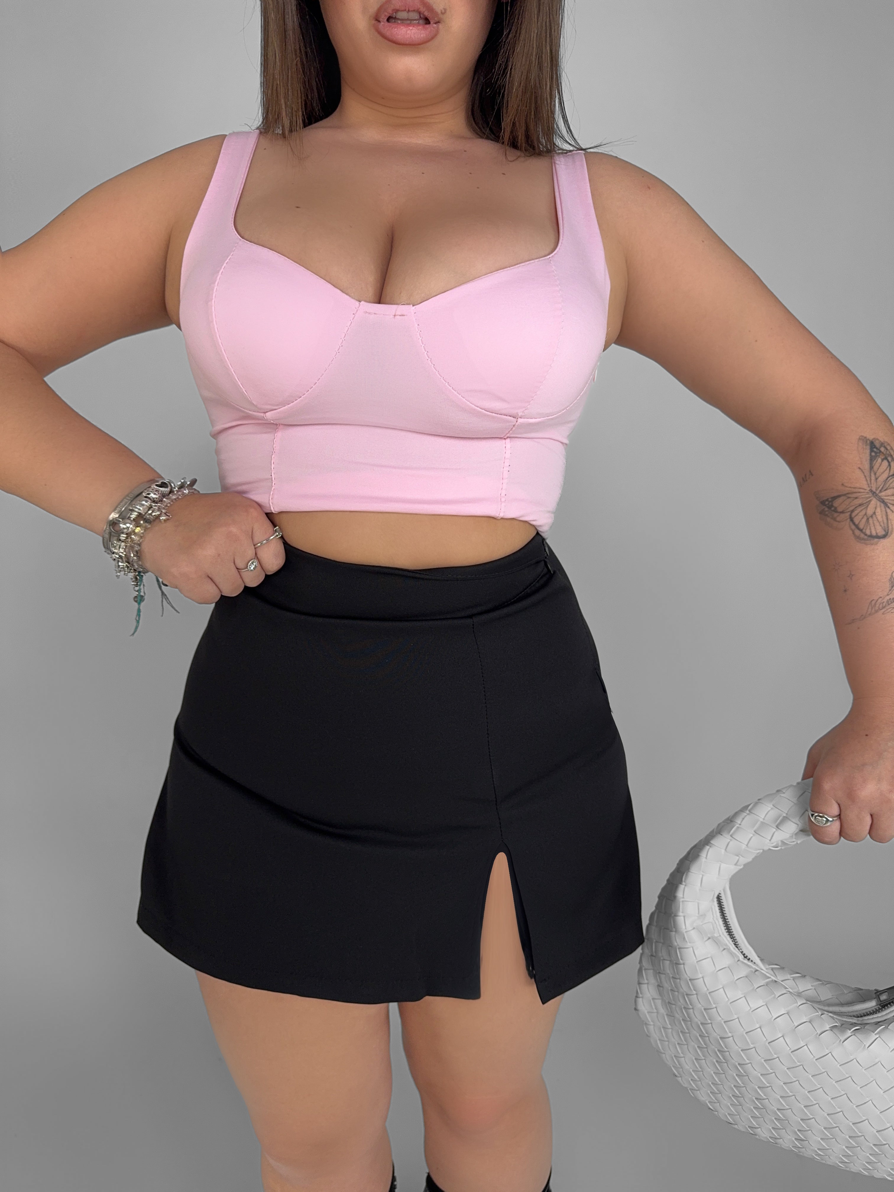 CURVY FIT - Cut Out Skort - Black