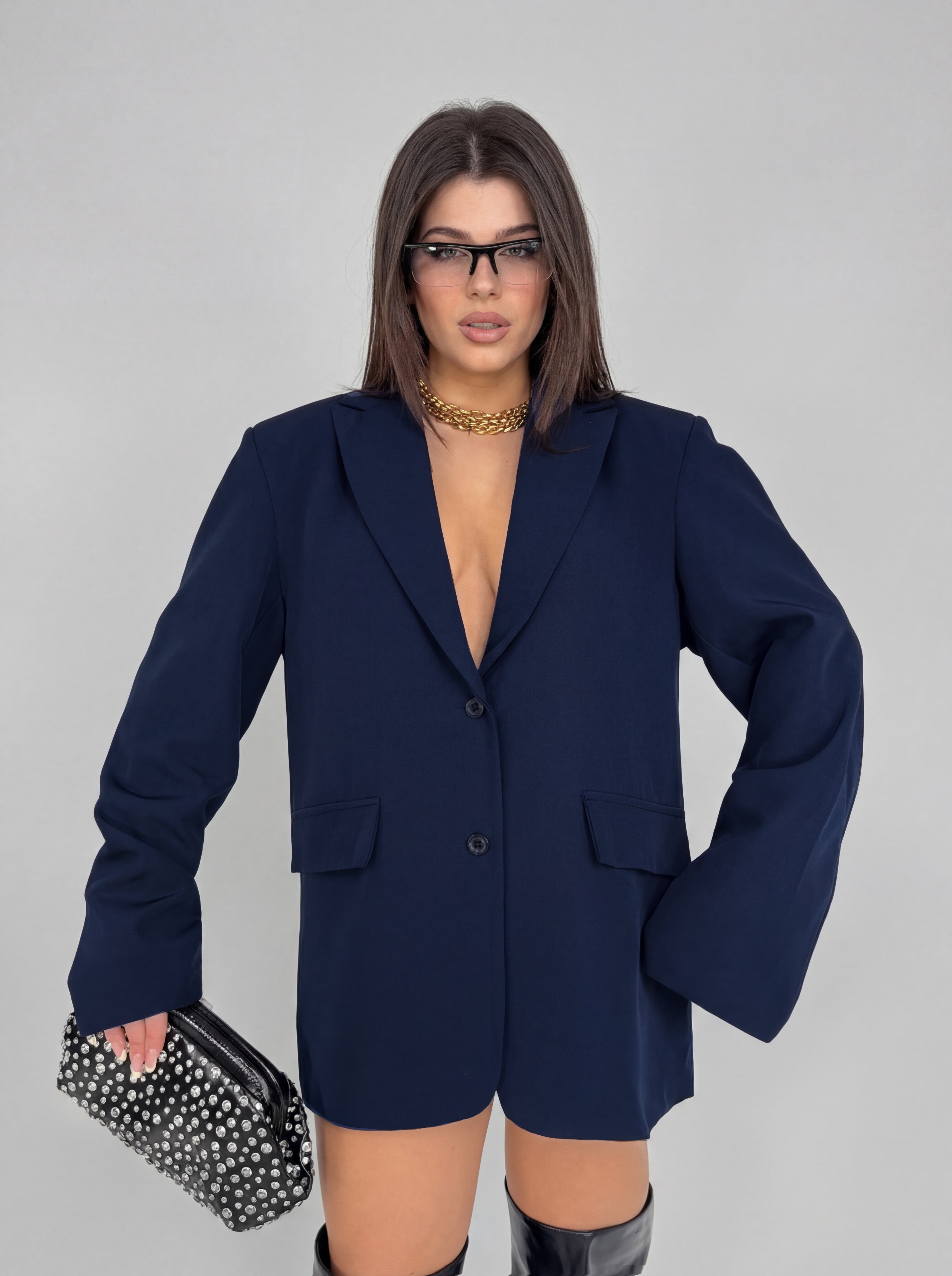 CURVY FIT - Blazer Le Boy -Blue