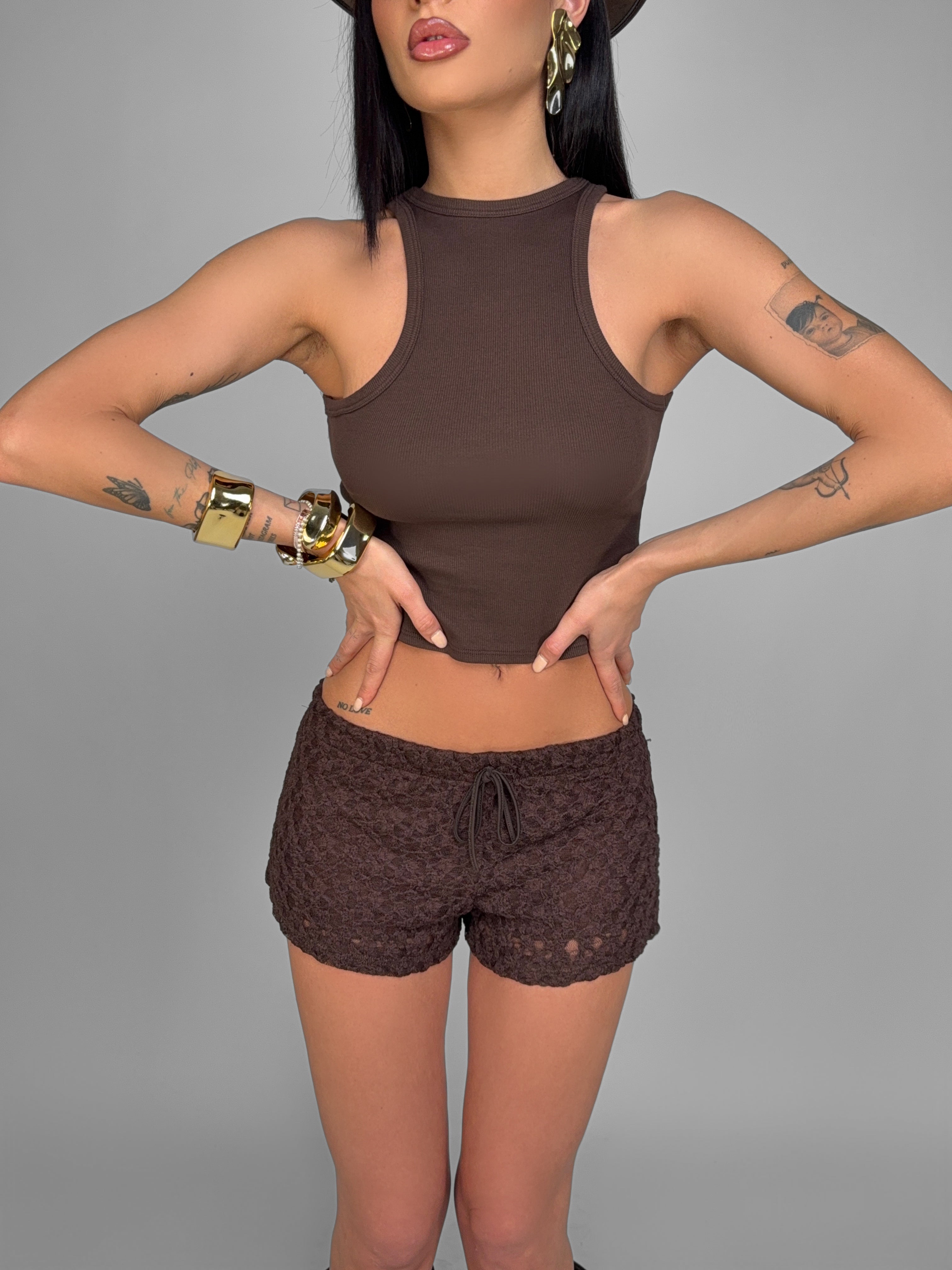 Classic Lace Shorts - Brown