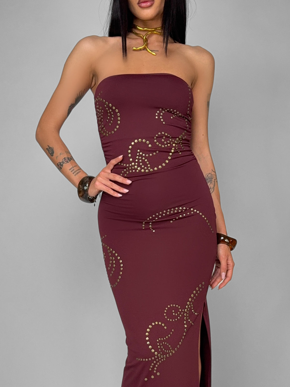Abito Luxe Golden-Cherry Red