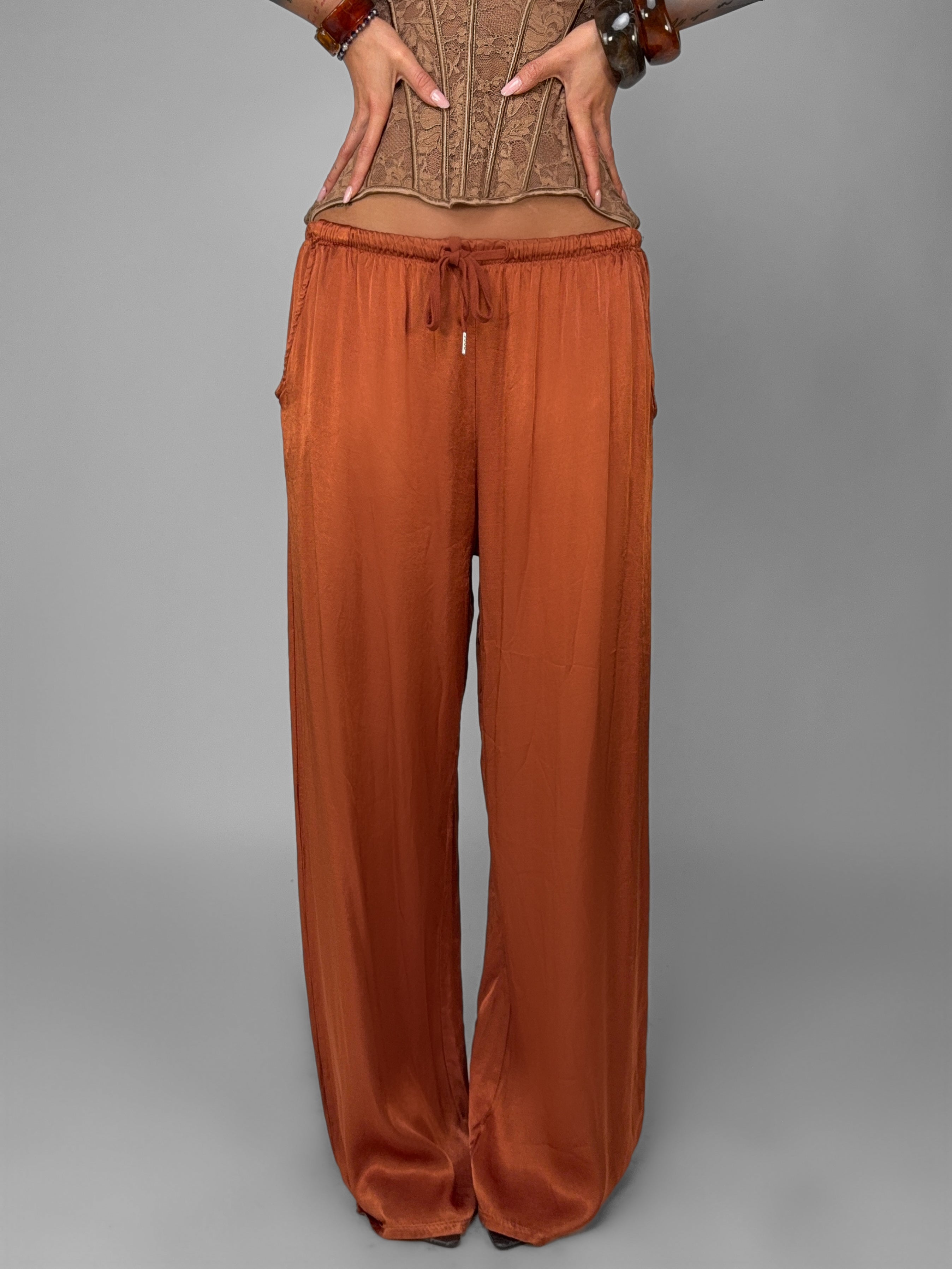 Pantalone Satin Palazzo-Ruggine