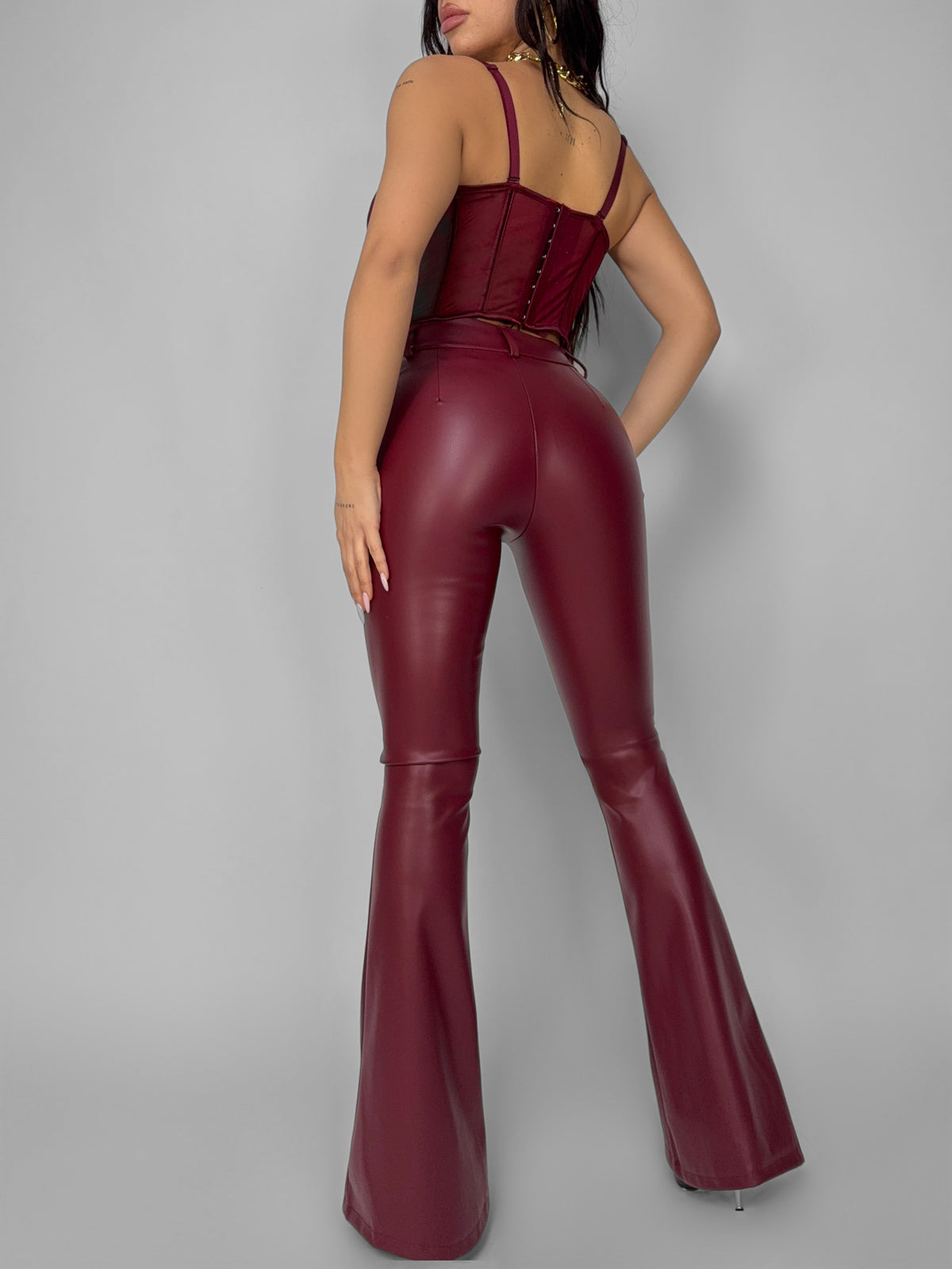 Pantalone Palace Skin Leather - Cherry Red