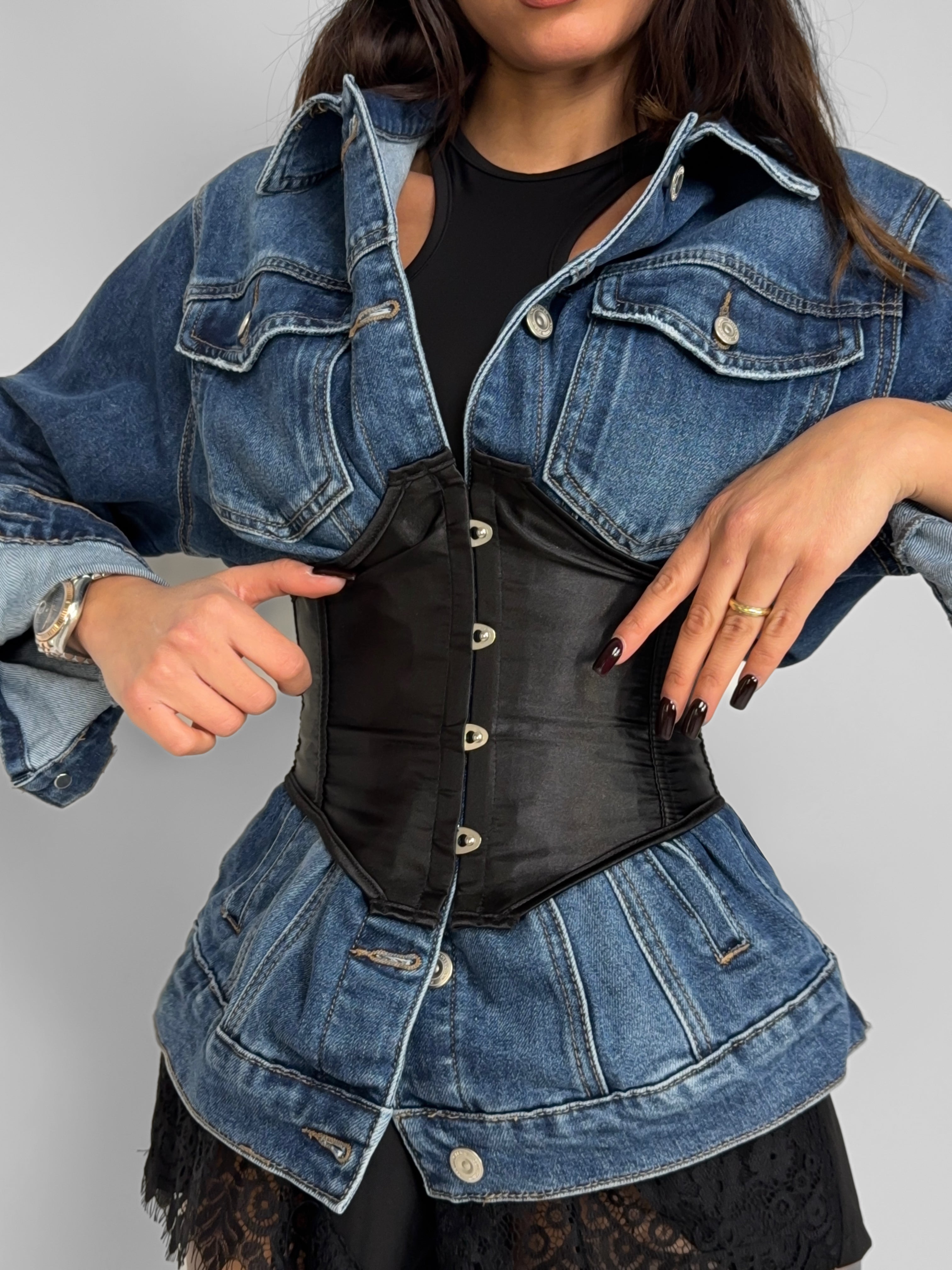 Corset Belt Satin Black