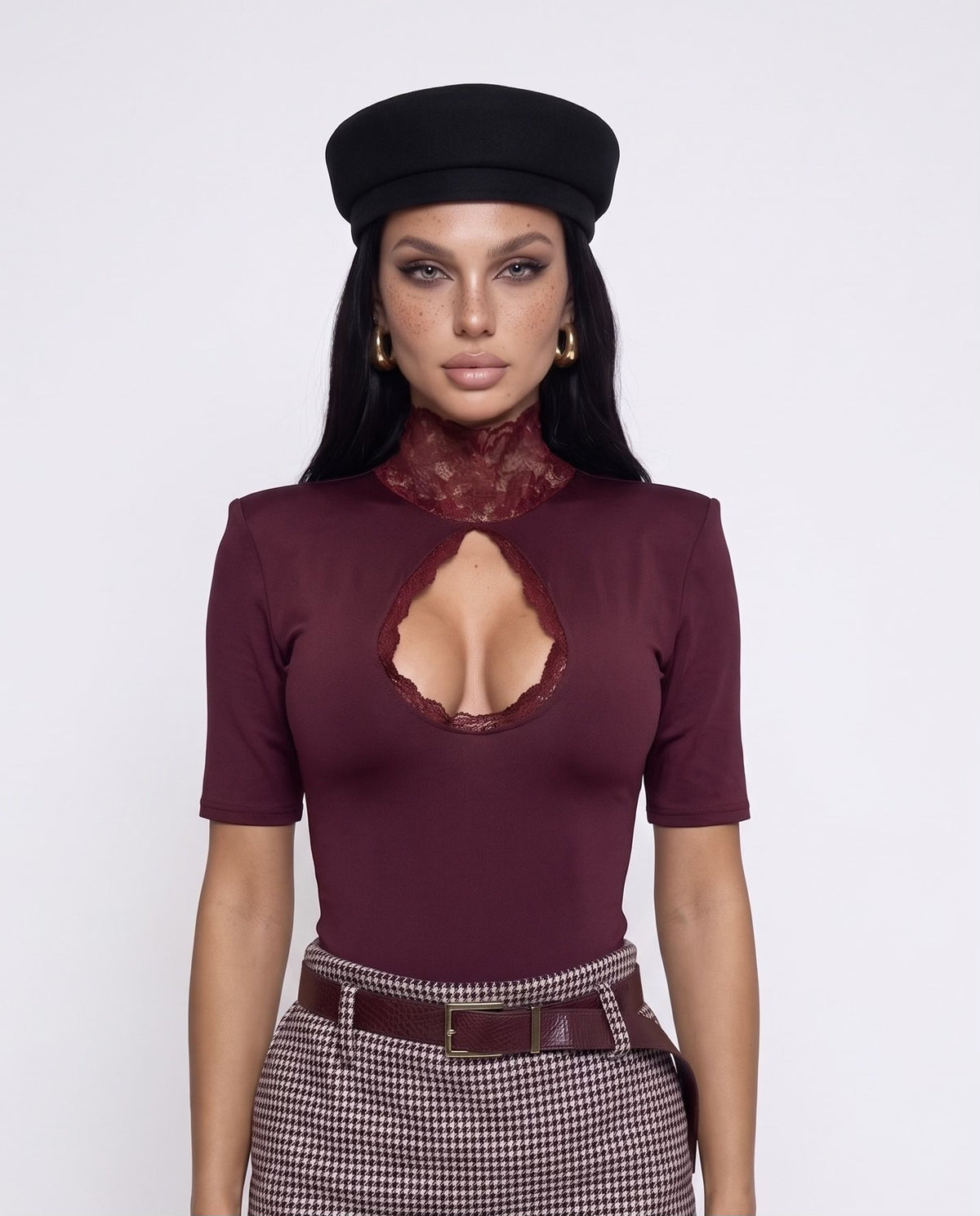 Body Lace Cut-Cherry Red