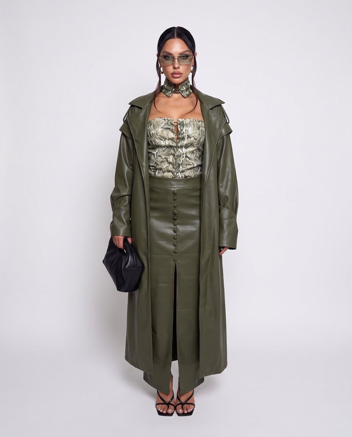Total Look Button Leather-Green