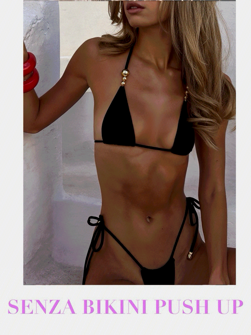 Bikini Triangolo Push Up-Black-Perizoma