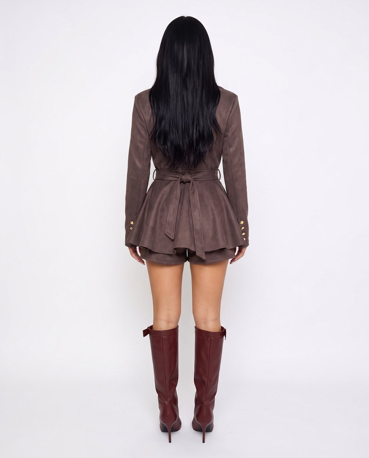 Abito Suede Button-Brown