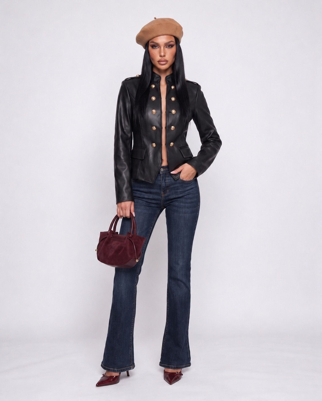 Giacca Leather Button-Black