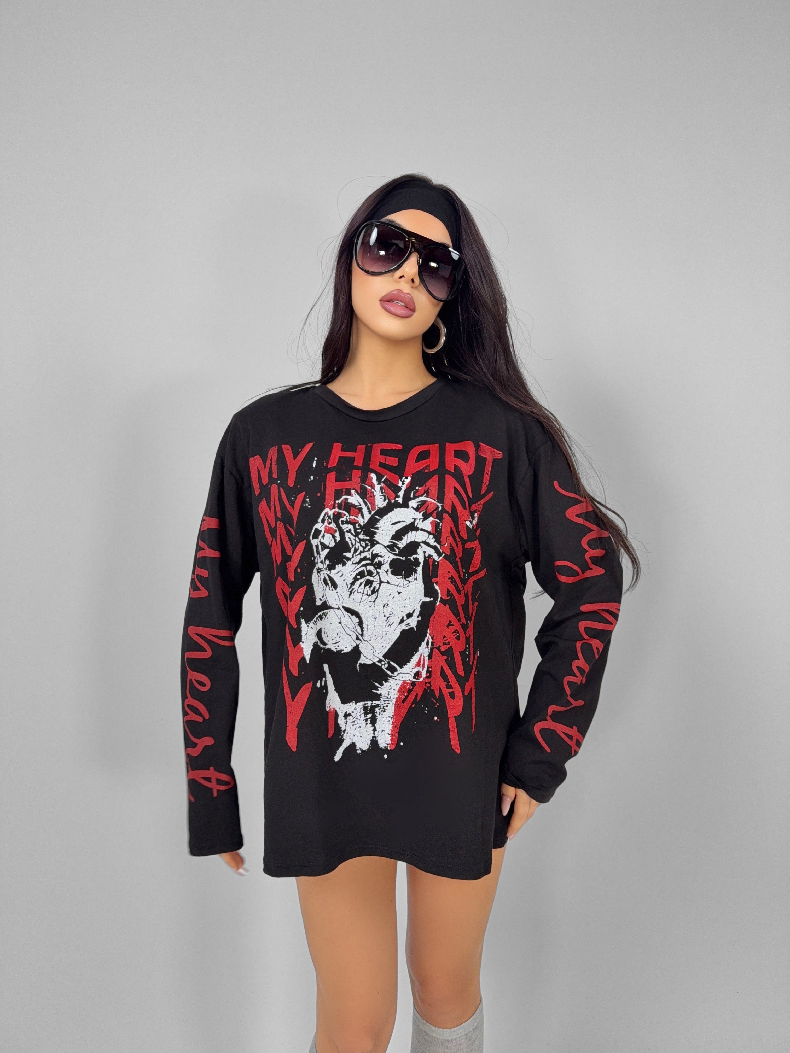 My Heart Maxi Sweater - Black