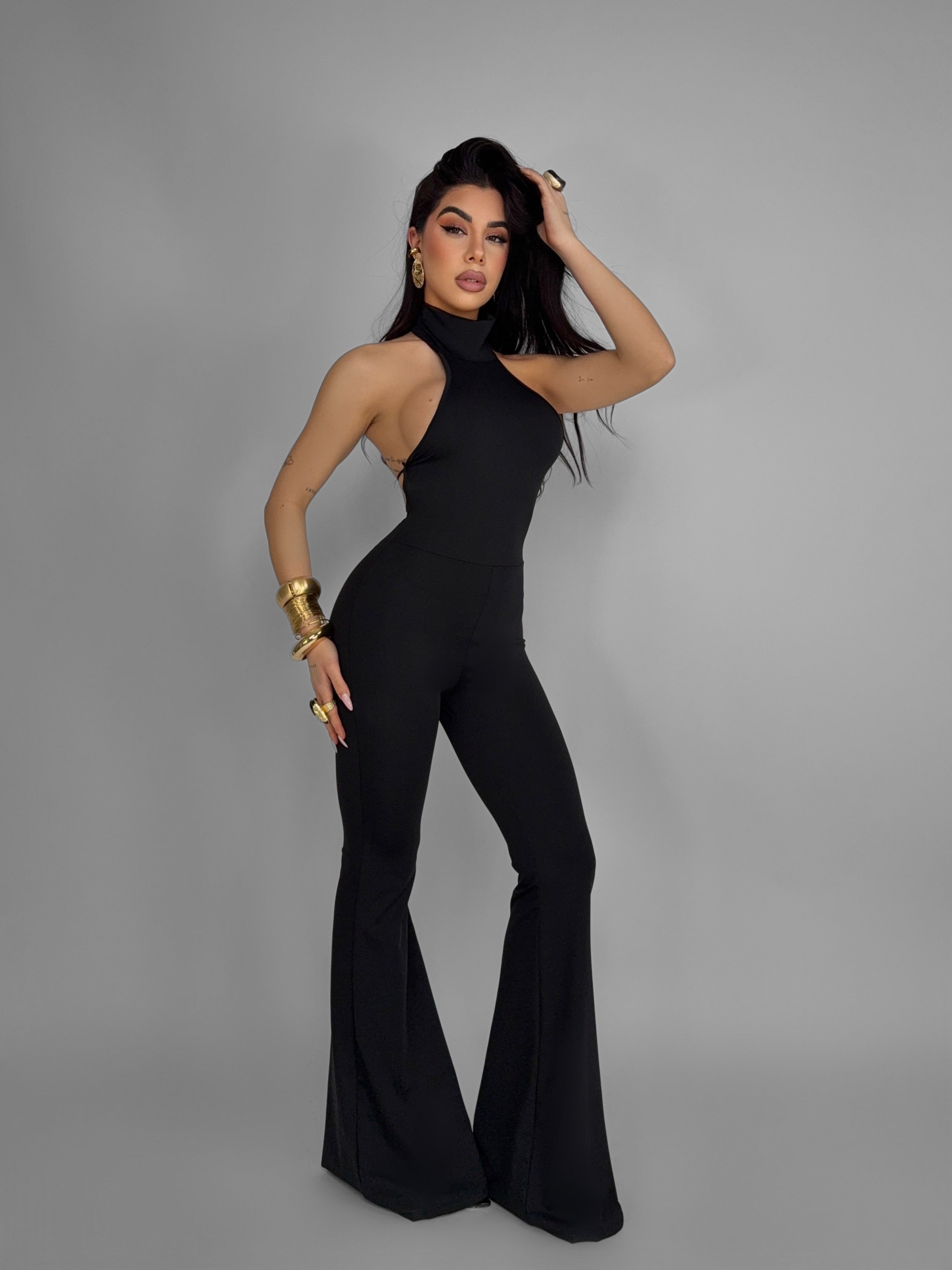 Halter Jumpsuit-Black