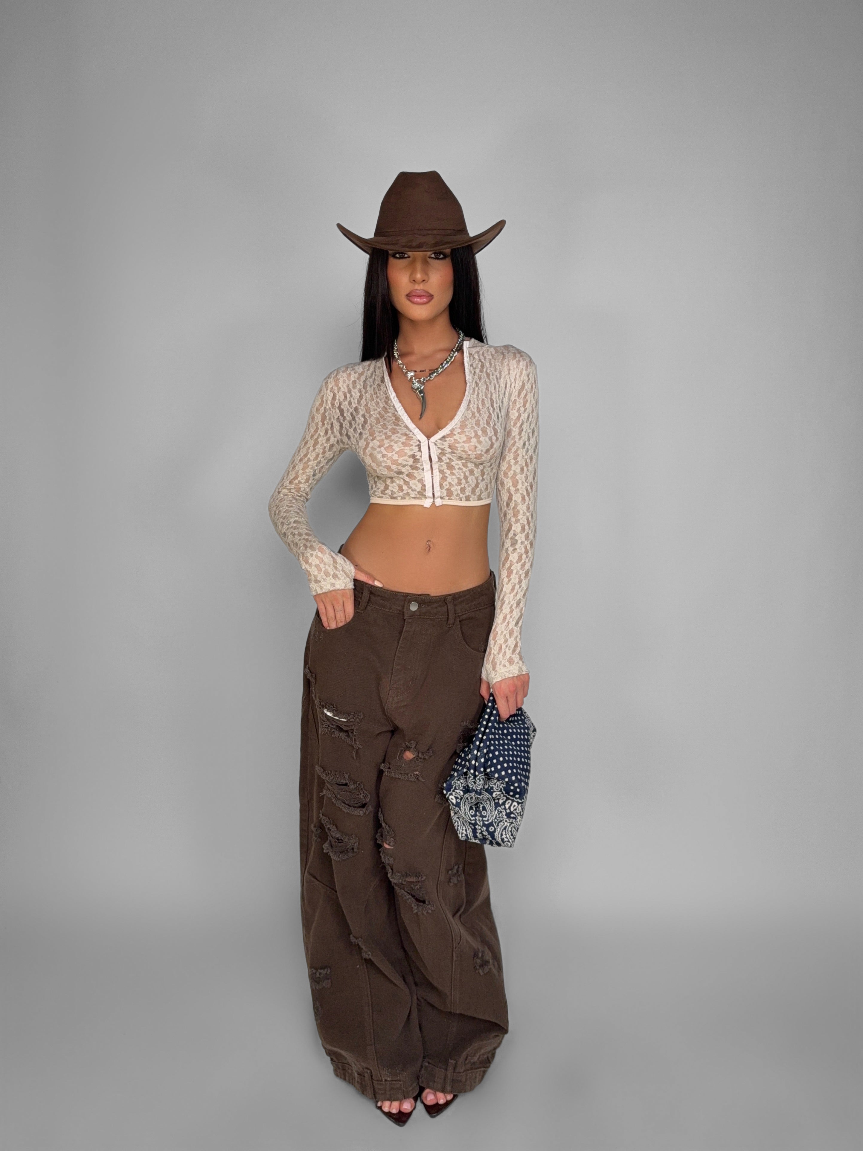 Total Look Lace Hook Beige