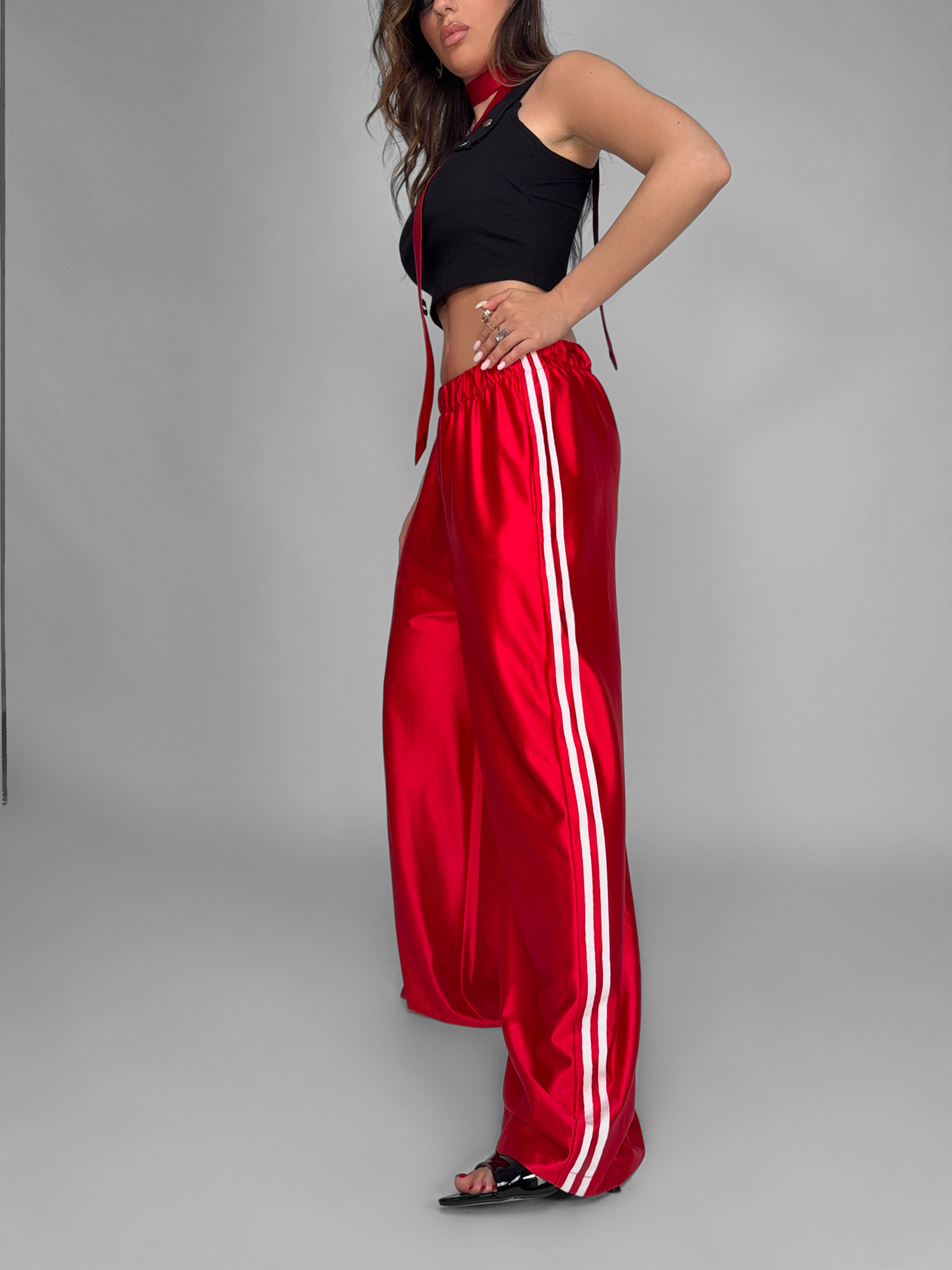 Shiny Side-Red Trousers