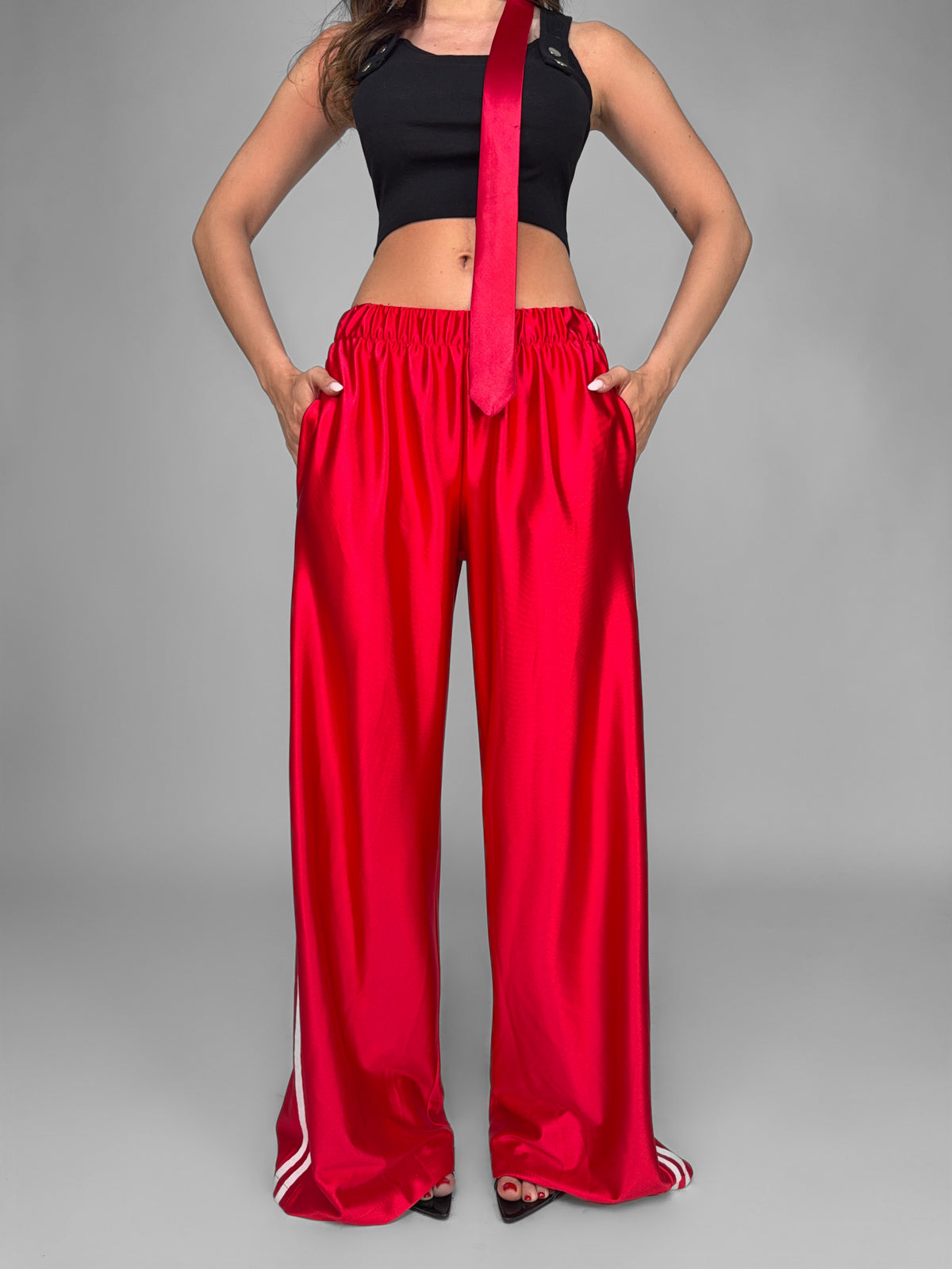 Shiny Side-Red Trousers